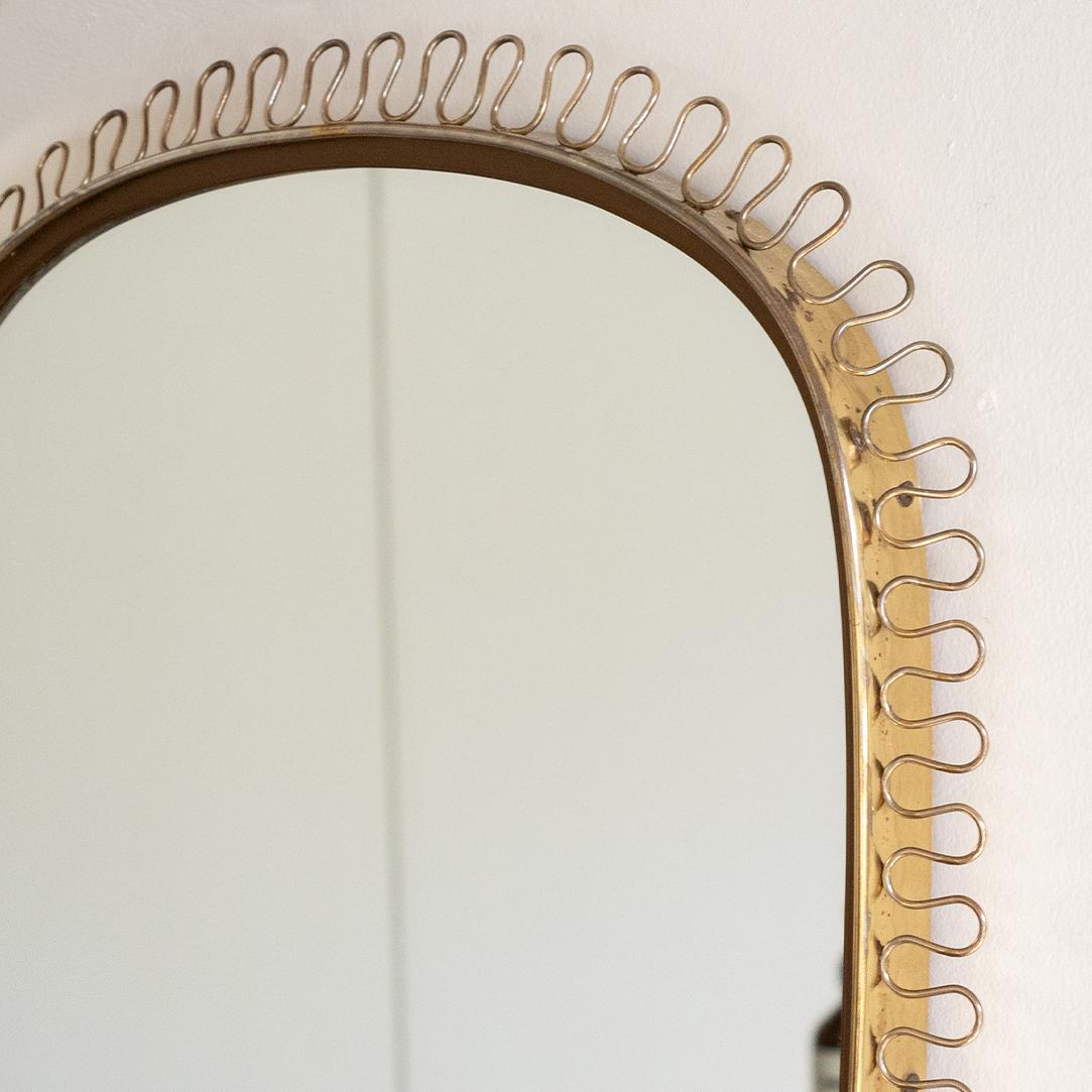 Laiton Miroir Loop en laiton vintage de Josef Frank