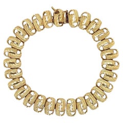 Vintage Loop Weave Link Gold Statement Bracelet