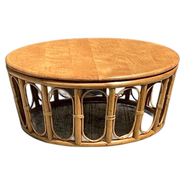 Vintage Looped Rattan Coffee Table