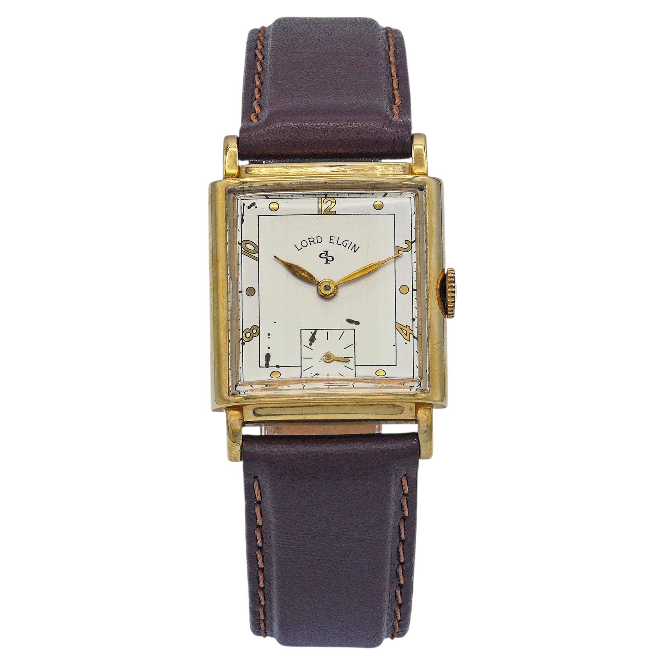 Vintage Elgin Mens Watch 21mm Driver Gold Tone Manual Wind Beige Leather Elgin Manual-Wind ref. 6972 Circa 1960s Wristwatch – Retrospekt main image 2