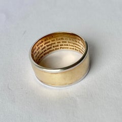Vintage Lords Prayer 9 Carat White and Yellow Gold Band