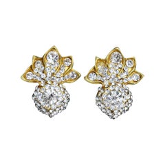 Boucles d'oreilles vintage Lorenz Baumer en cristal doré Circa 1980