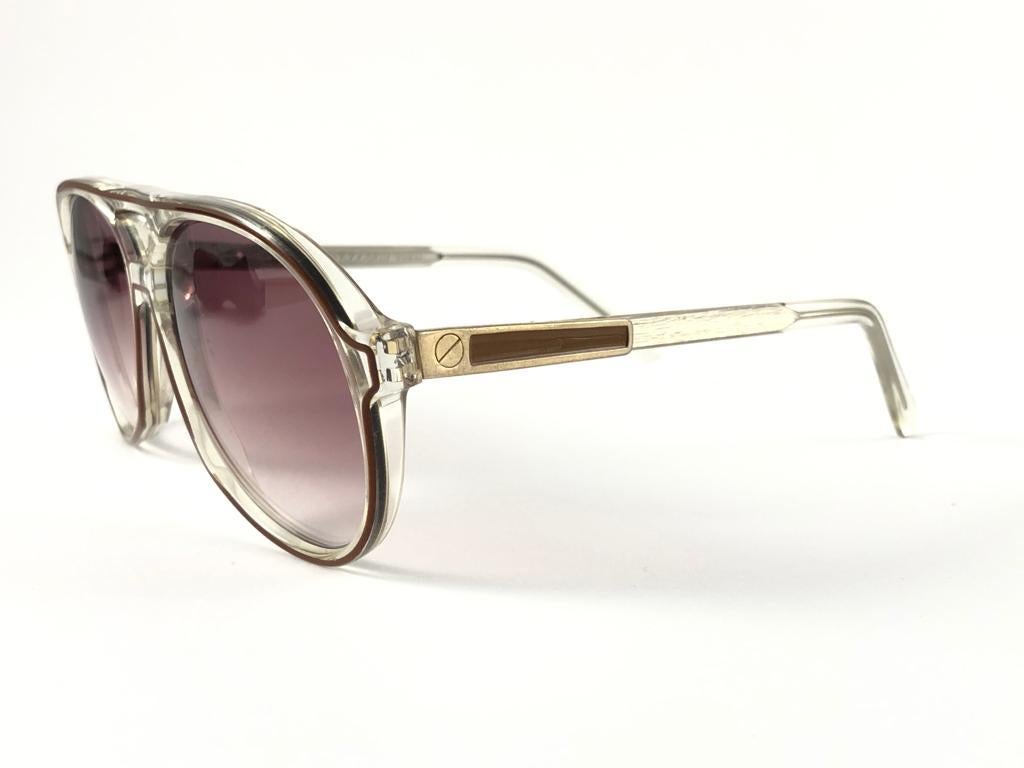 Beige Vintage Loris Azszaro Translucent  Frame 1970's Sunglasses Paris For Sale