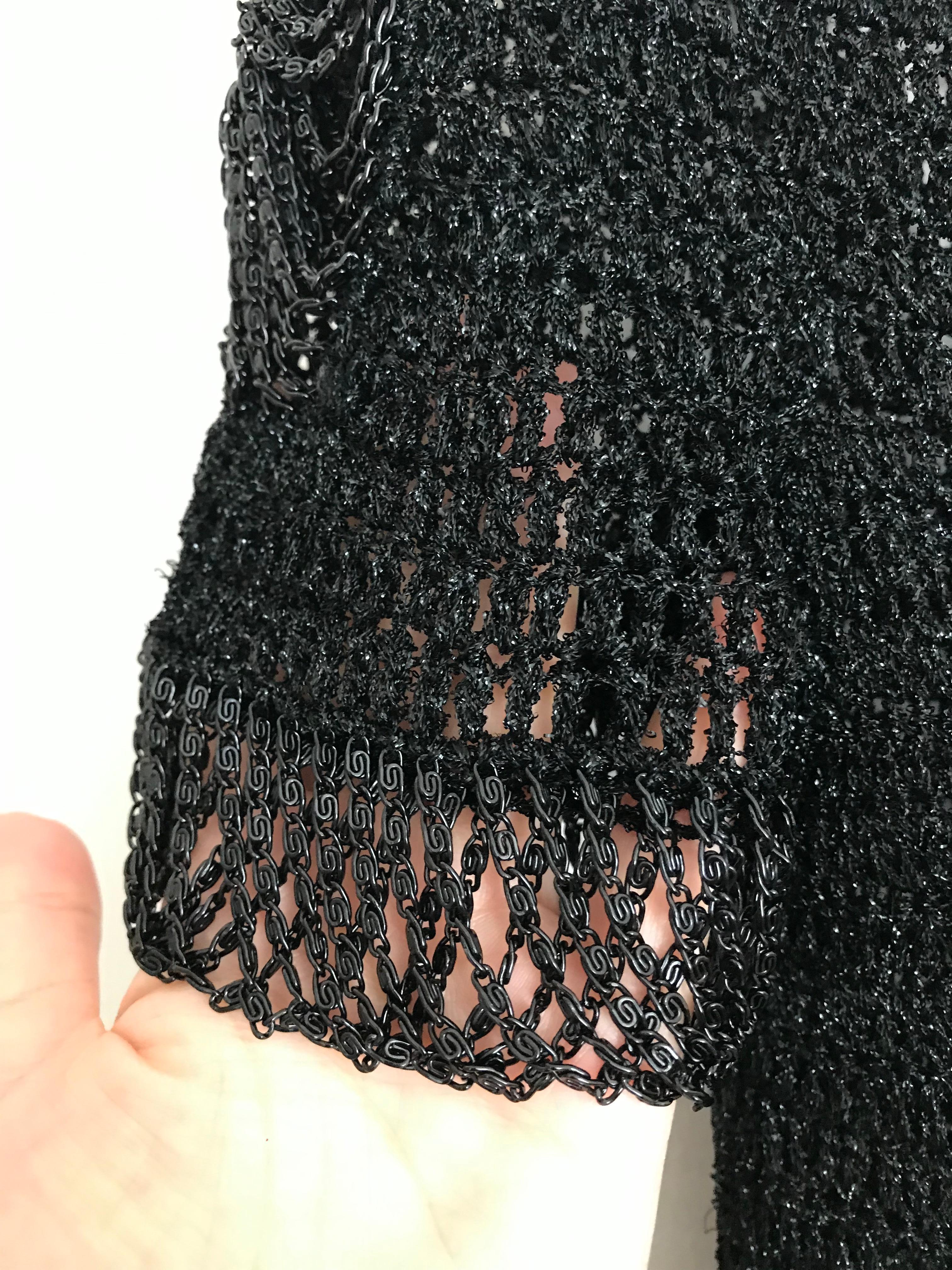 Vintage Loris Azzaro Black Knit Top with Chains For Sale 2