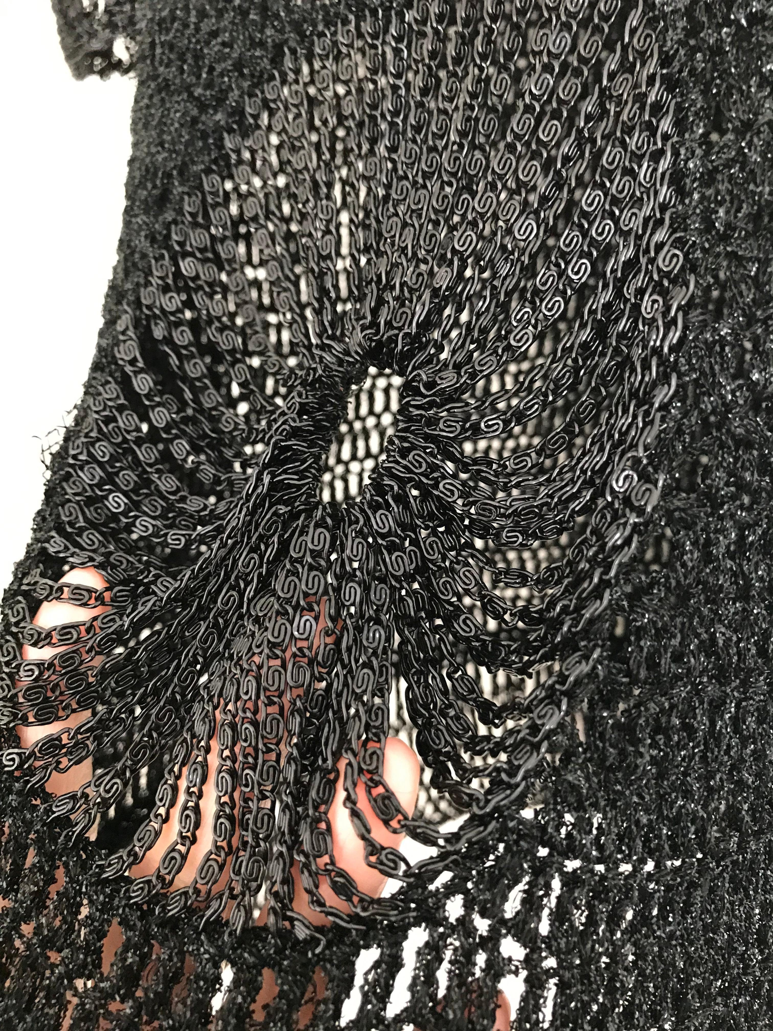 Vintage Loris Azzaro Black Knit Top with Chains For Sale 3