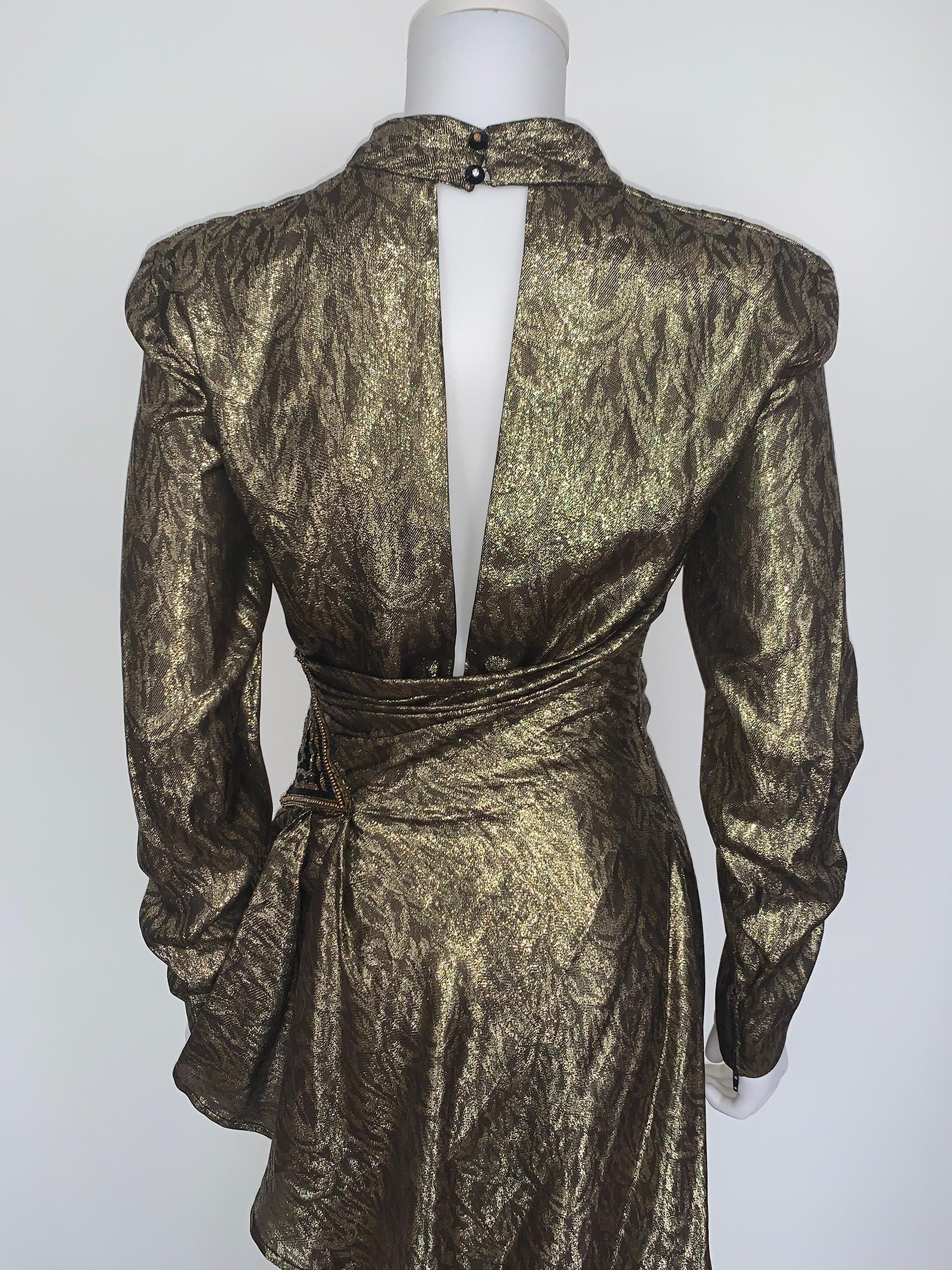 Vintage Loris Azzaro Lurex and pearl dress  In Good Condition For Sale In Paris, FR
