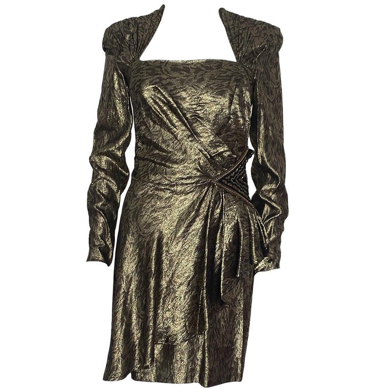 Robe De Soirée Vintage Loris Azzarro Couture Années 80 - Taille 36 - Découpe Chair - Occasion