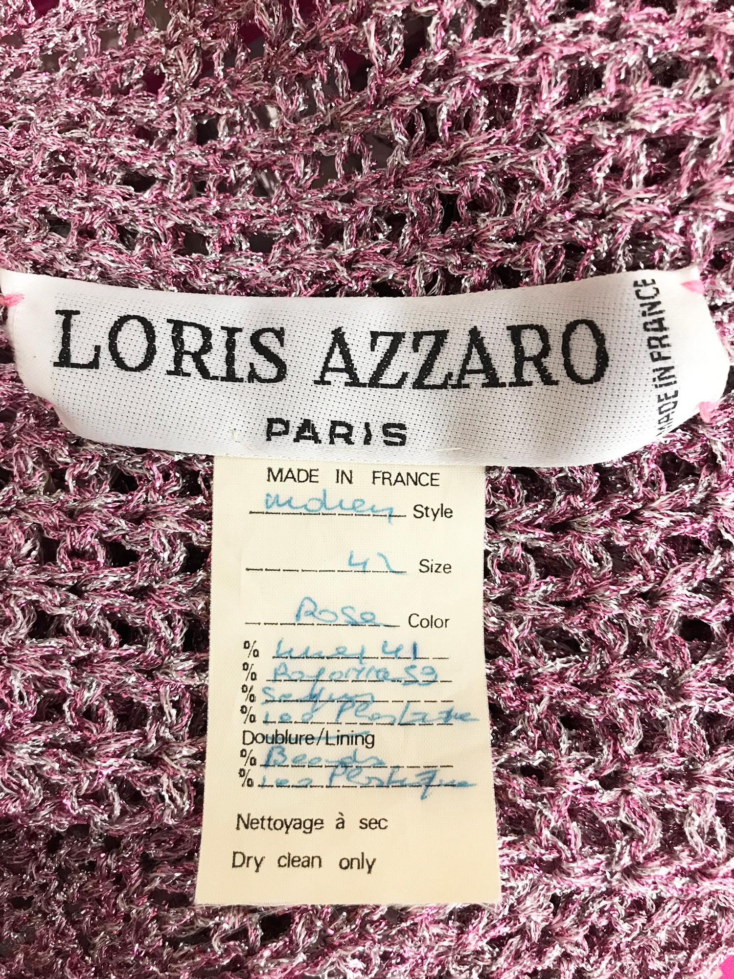 Vintage Loris Azzaro Metallic Pink and Silver Leather Sweater 1980s 8