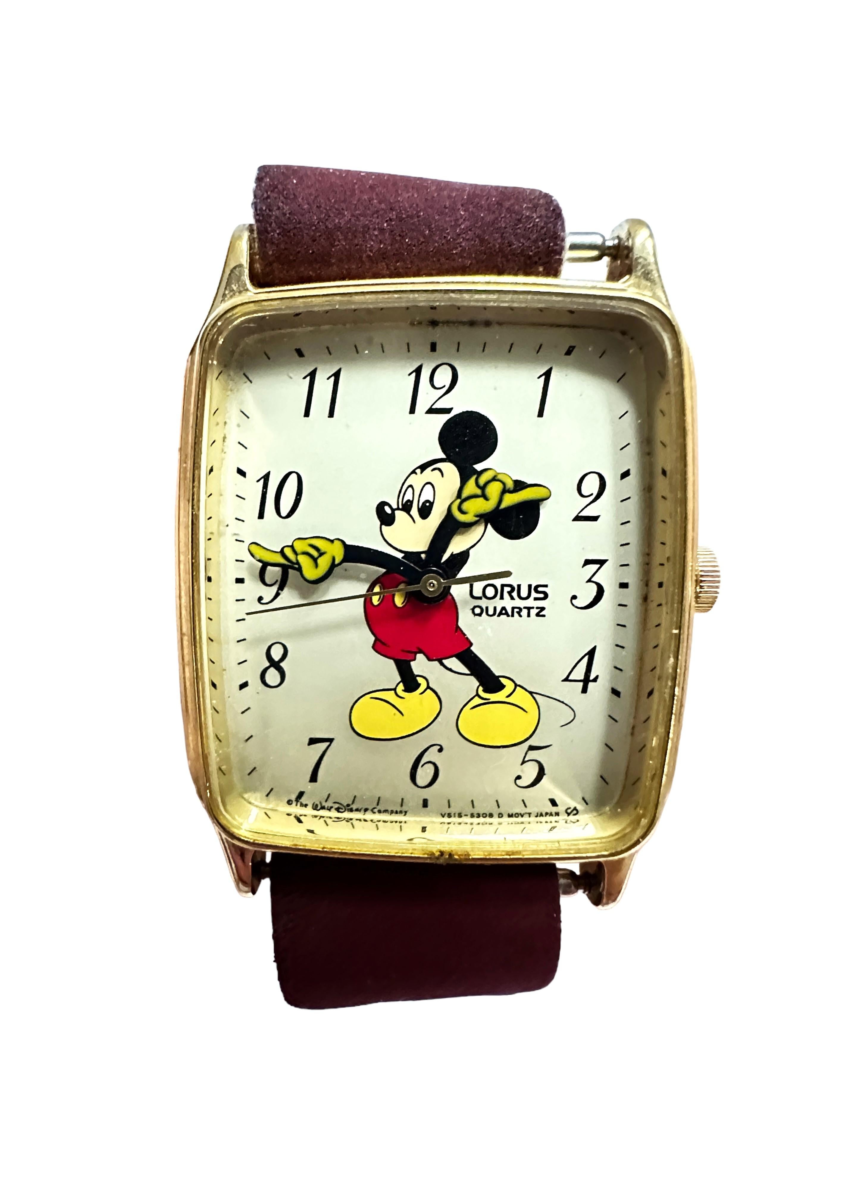 Women's or Men's Vintage Lorus/Seiko Disney Mickey Mouse Watch Gold Case New Battery