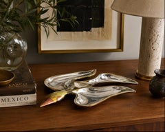 Vintage Los Castillo Taxco Silver & Brass Dish, Unique Mexican Silversmithing