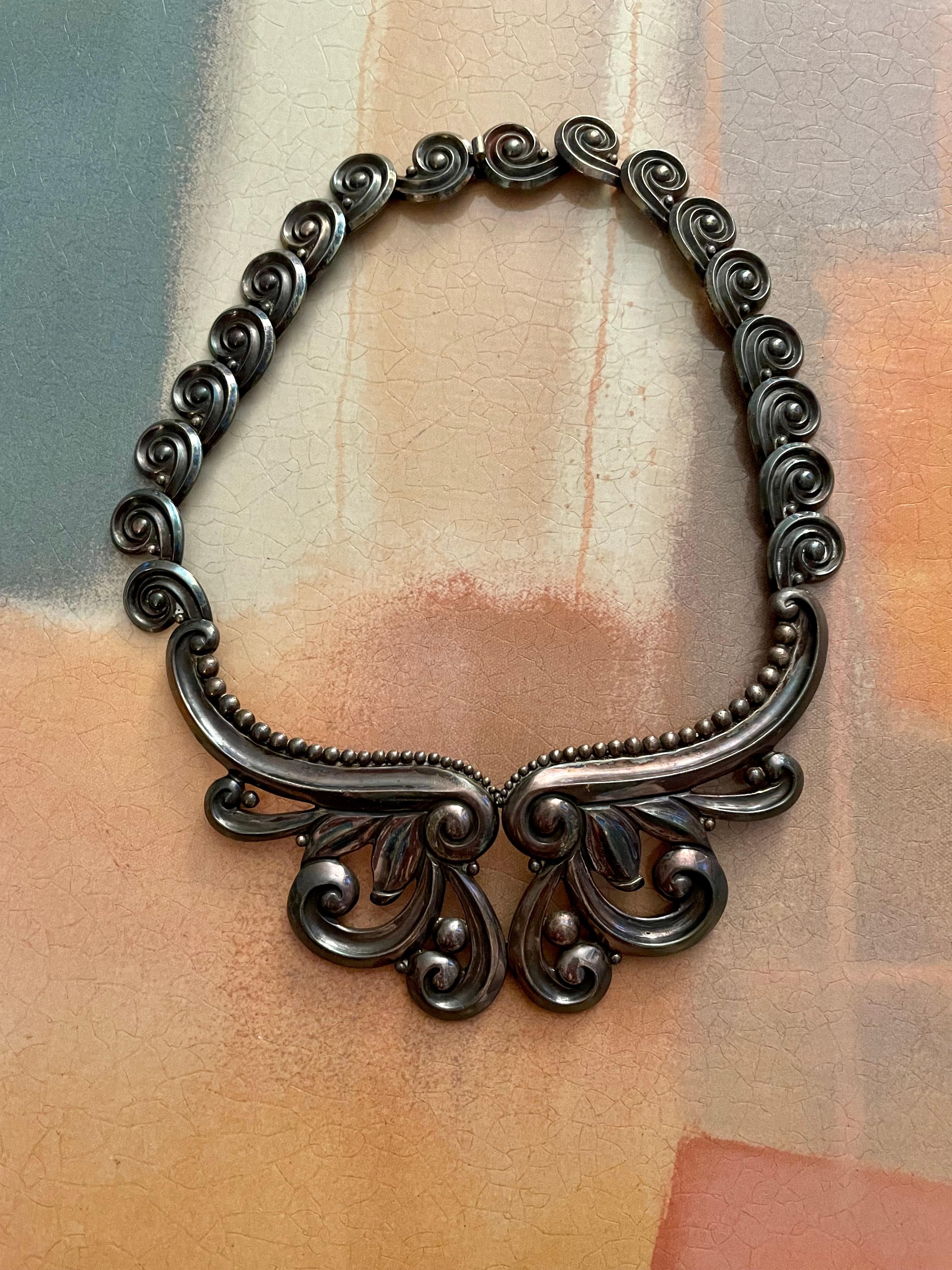 mexican silver necklace vintage