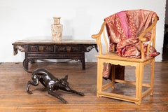 Vintage Lost Wax Cast Bronze Statue of a Greyhound Dog in Playful Position