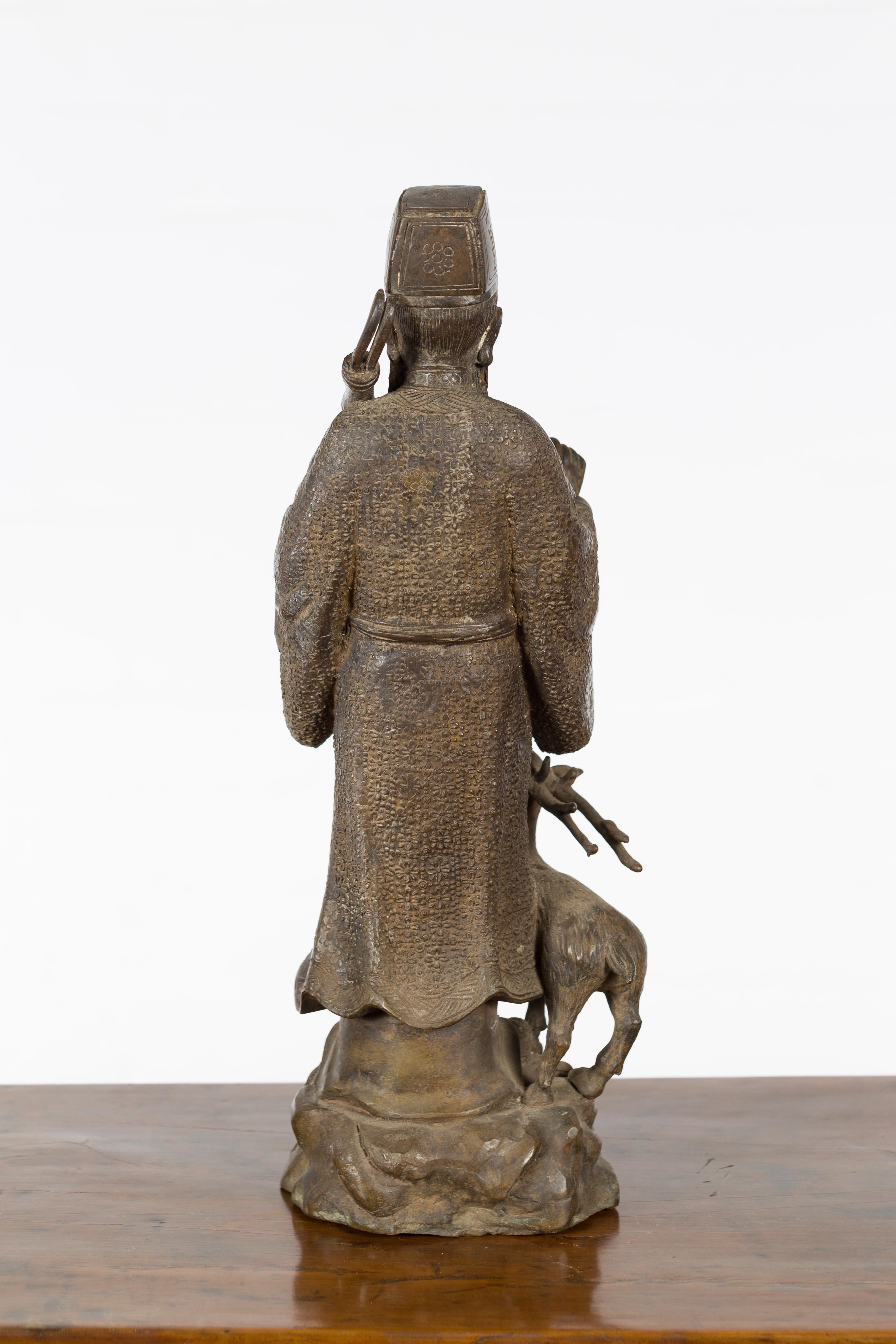 Statuette vintage en bronze coulé à la cire perdue d'une figure ancestrale chinoise en vente 10