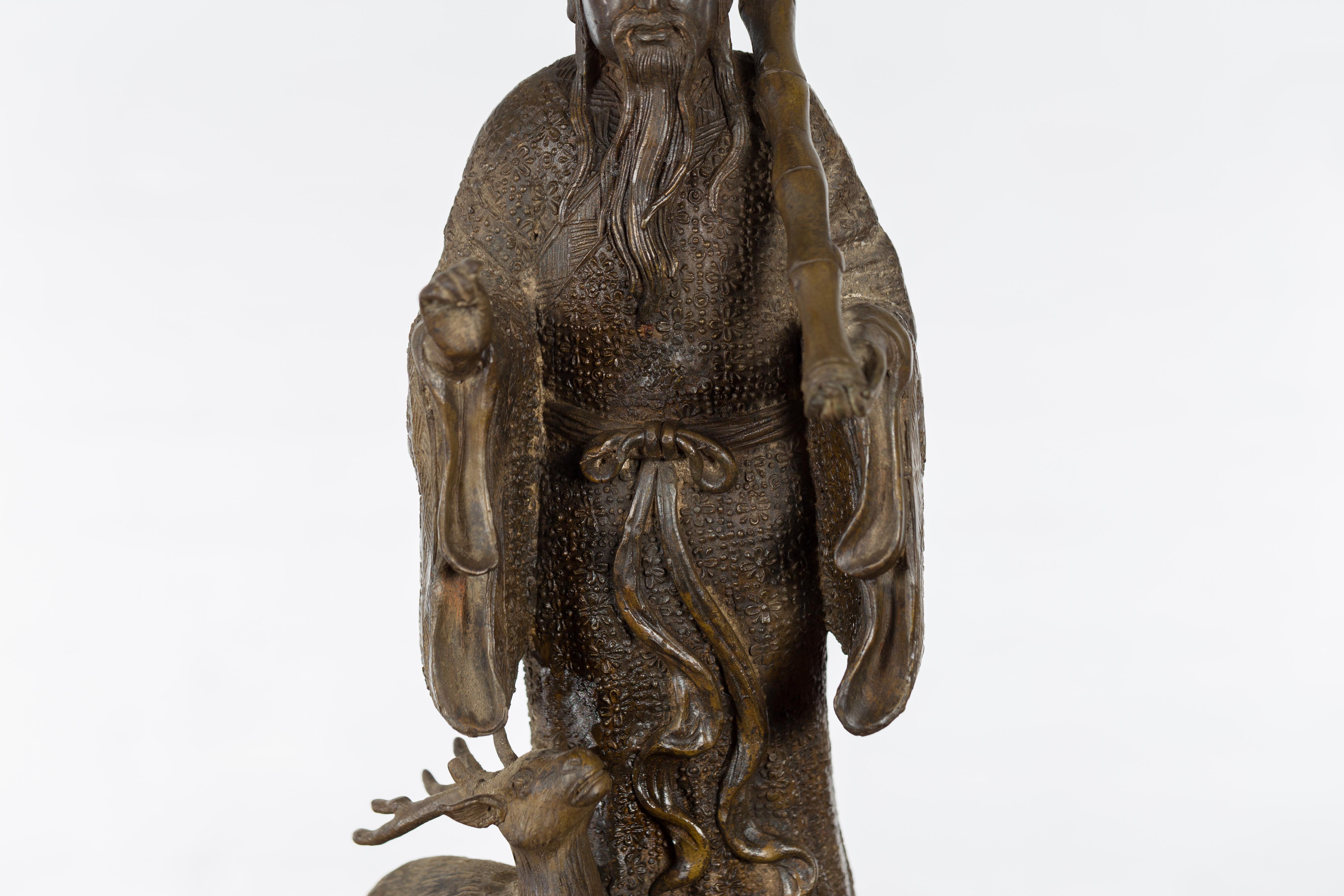 Bronze Statuette vintage en bronze coulé à la cire perdue d'une figure ancestrale chinoise en vente
