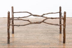 Vintage Lost Wax Cast Bronze Twig Style Coffee Table Base with Bronze Patina