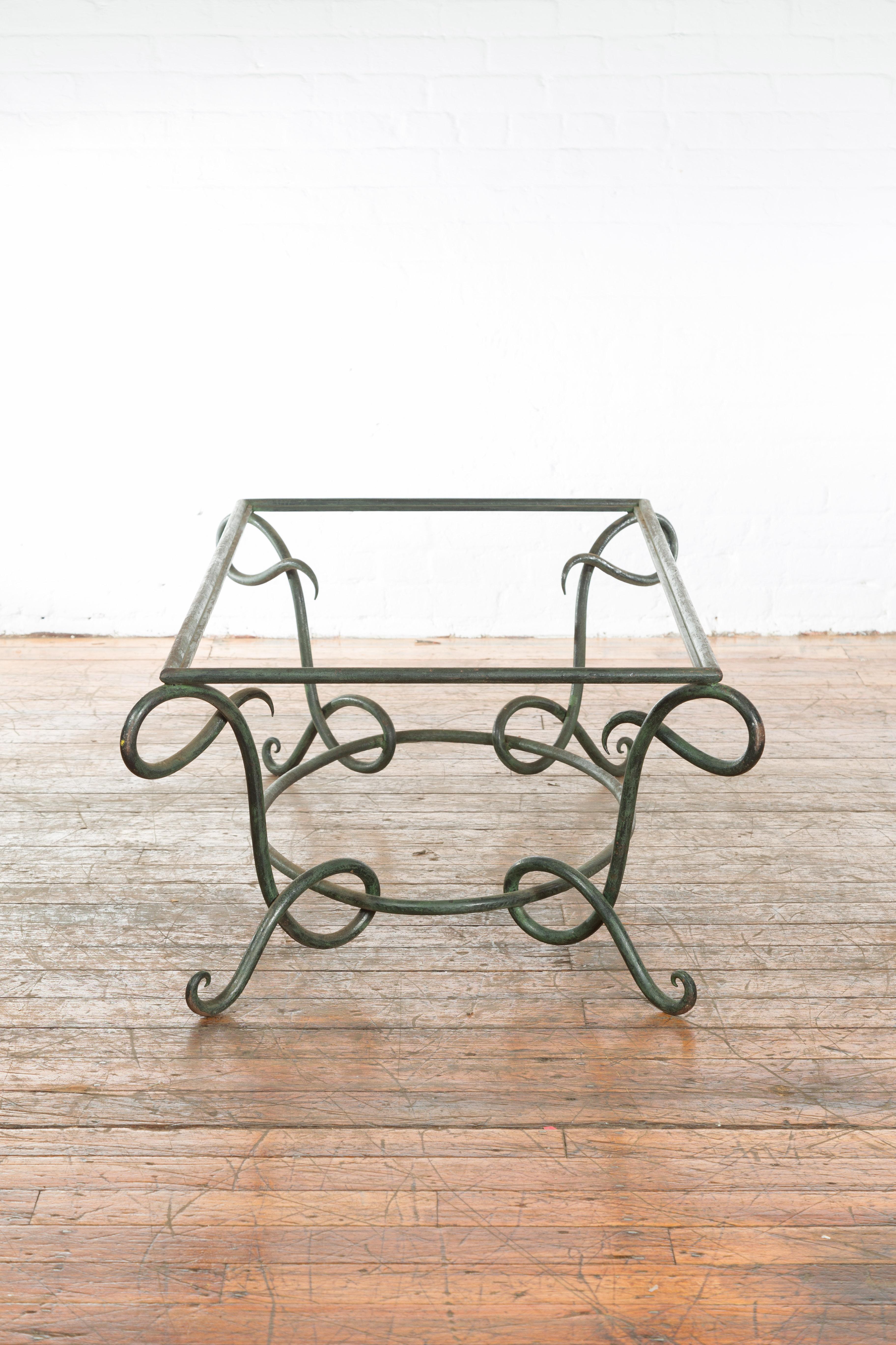 Vintage Lost Wax Cast Bronze Verde Coffee Table Base with L Shaped Legs For Sale 7