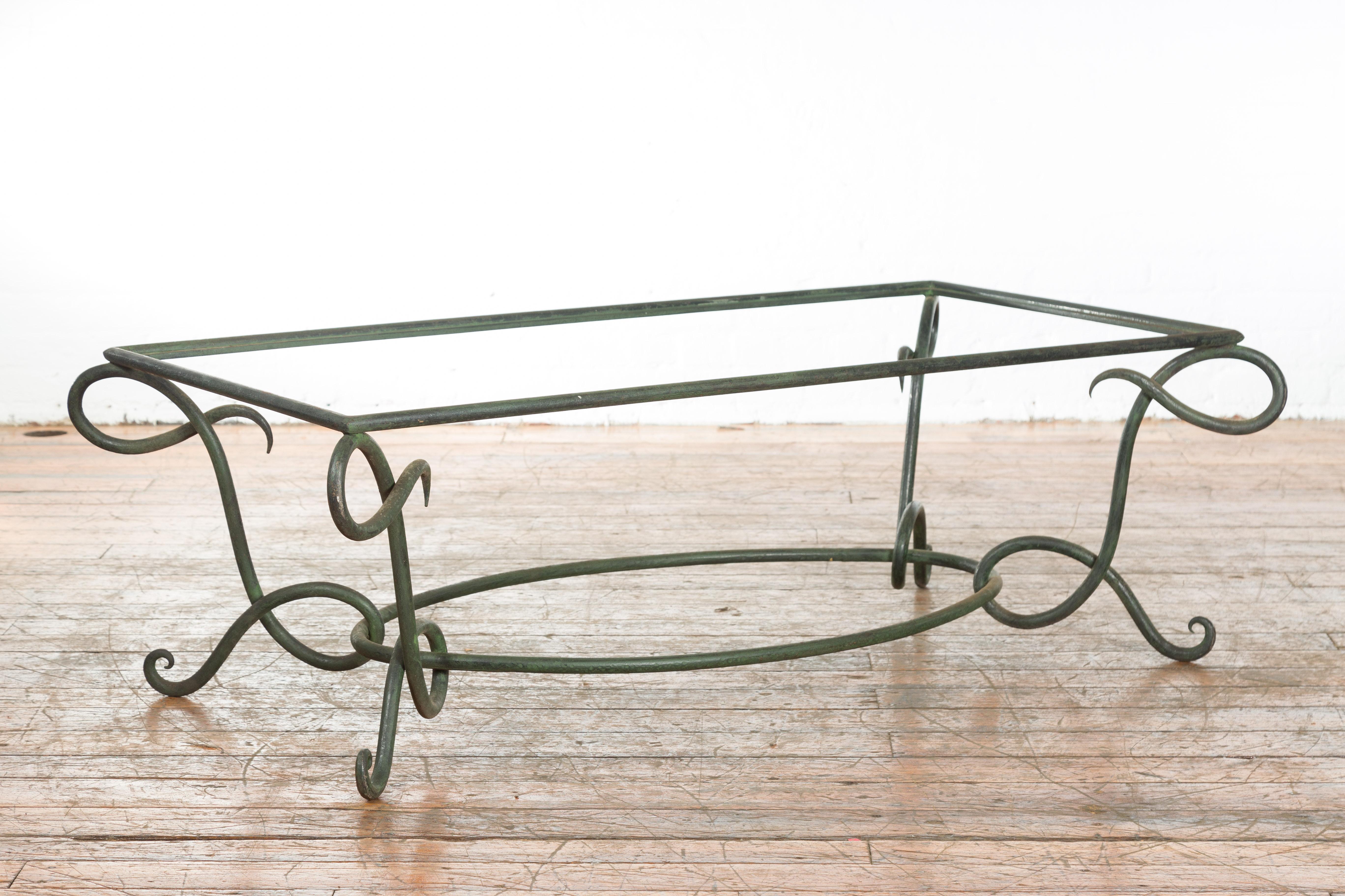 Bronze Base de table basse Verde vintage en bronze moulé à la cire perdue avec pieds en forme de L en vente
