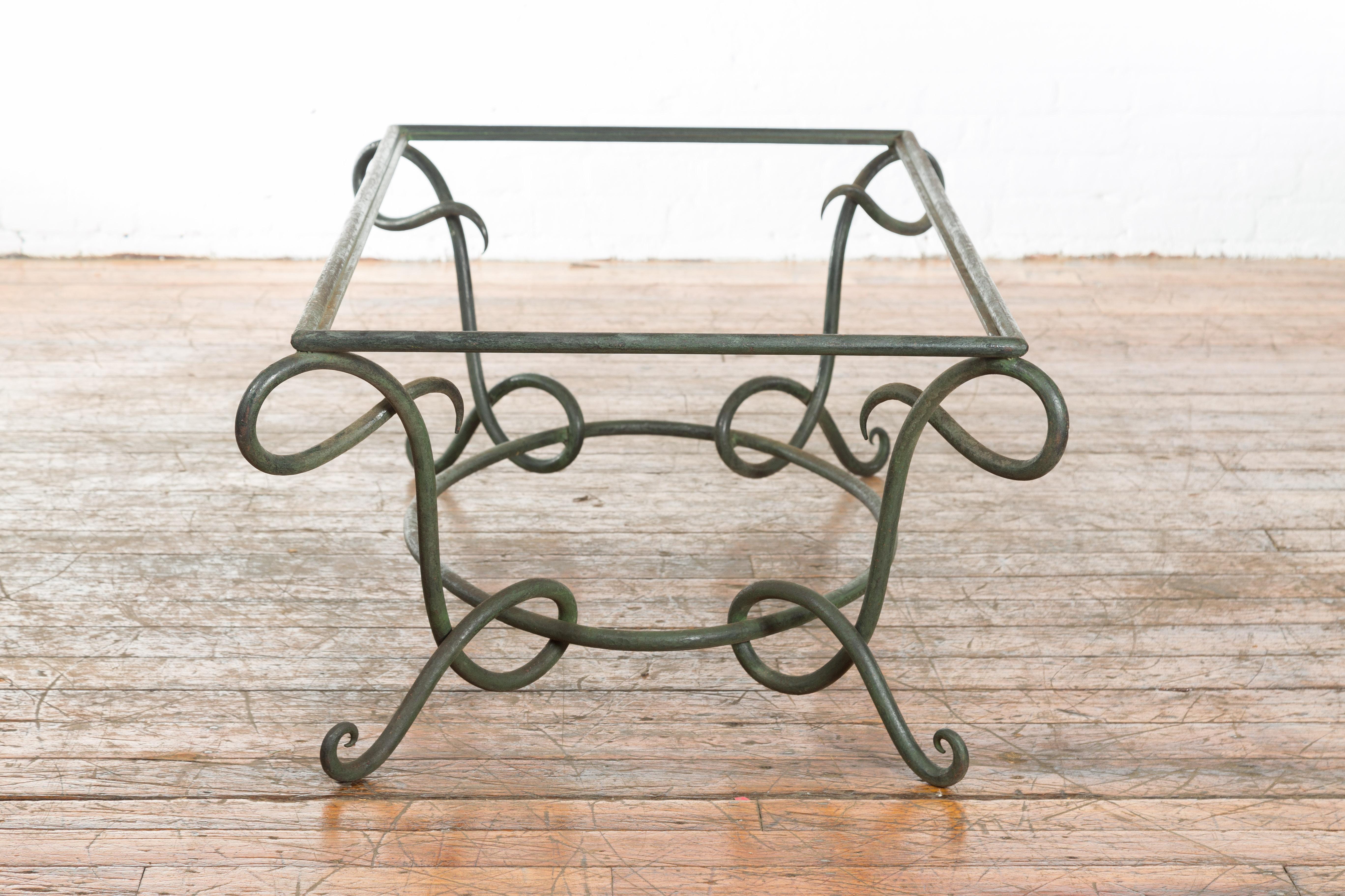 Vintage Lost Wax Cast Bronze Verde Coffee Table Base with L Shaped Legs For Sale 4