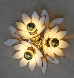 Vintage Lotus Flower Flush Mount or Wall Light Sconce, c1980 France