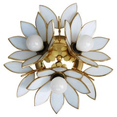 Vintage Lotus Flower Flush Mount or Wall Light Sconce, c1980 France