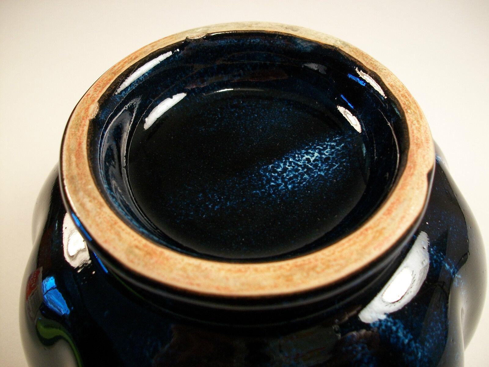 Vintage Lotus Form Ceramic Bowl, Blue Flambe Glaze, China, Late 20th Century For Sale 6