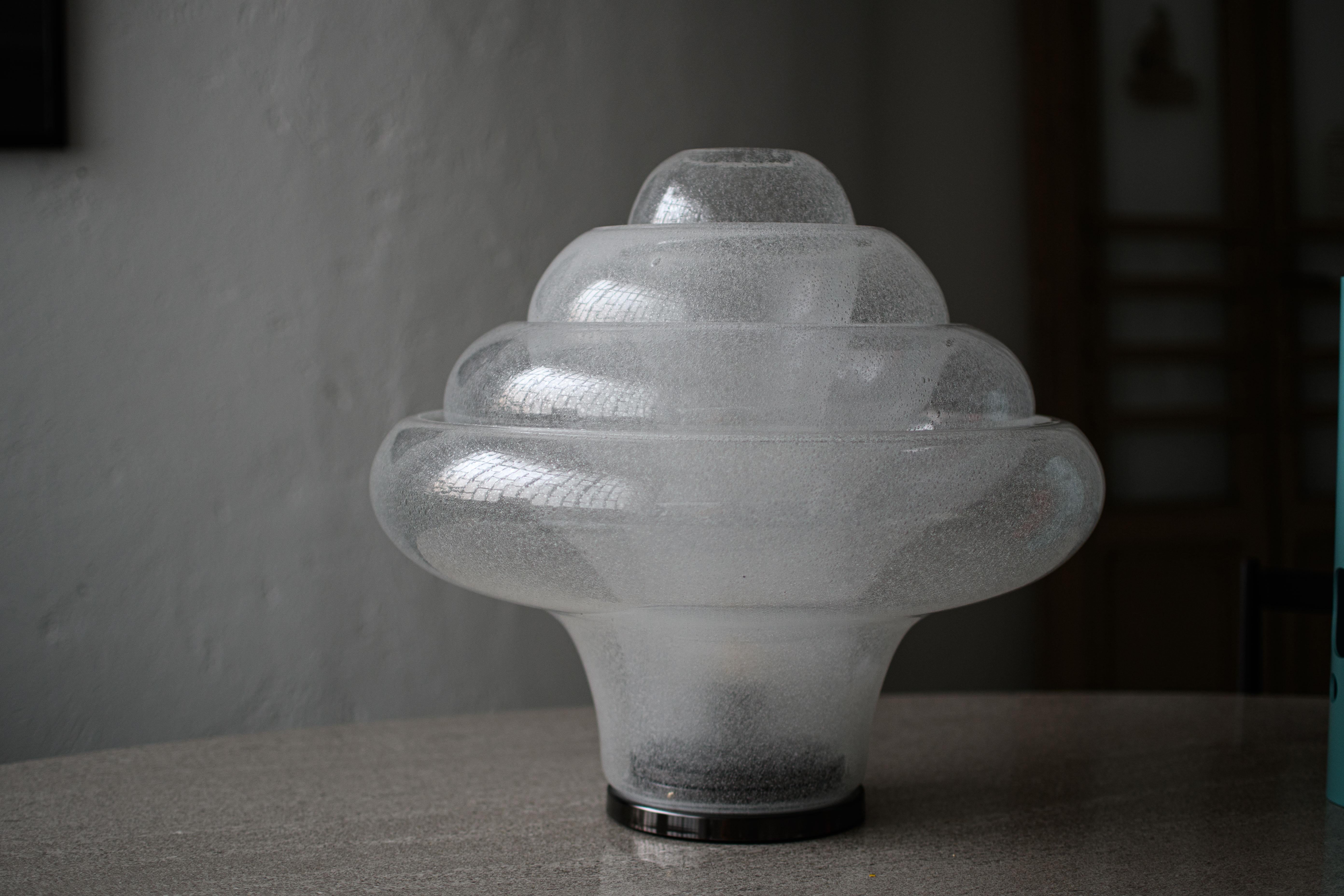 Milieu du XXe siècle Lampe de bureau lotus vintage par Carlo Nason pour Mazzega, en verre de Murano soufflé, rare en vente