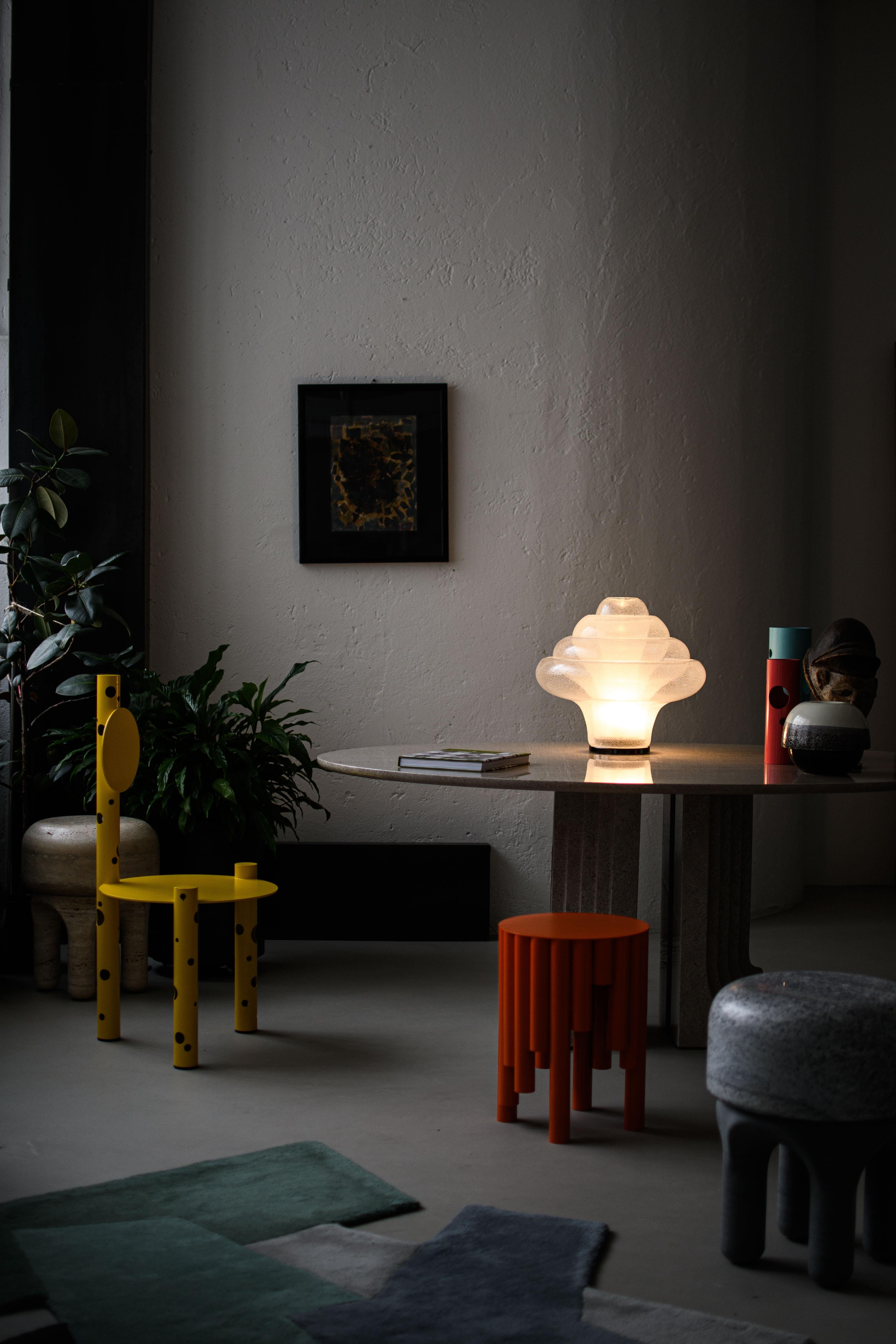 Verre Lampe de bureau lotus vintage par Carlo Nason pour Mazzega, en verre de Murano soufflé, rare en vente