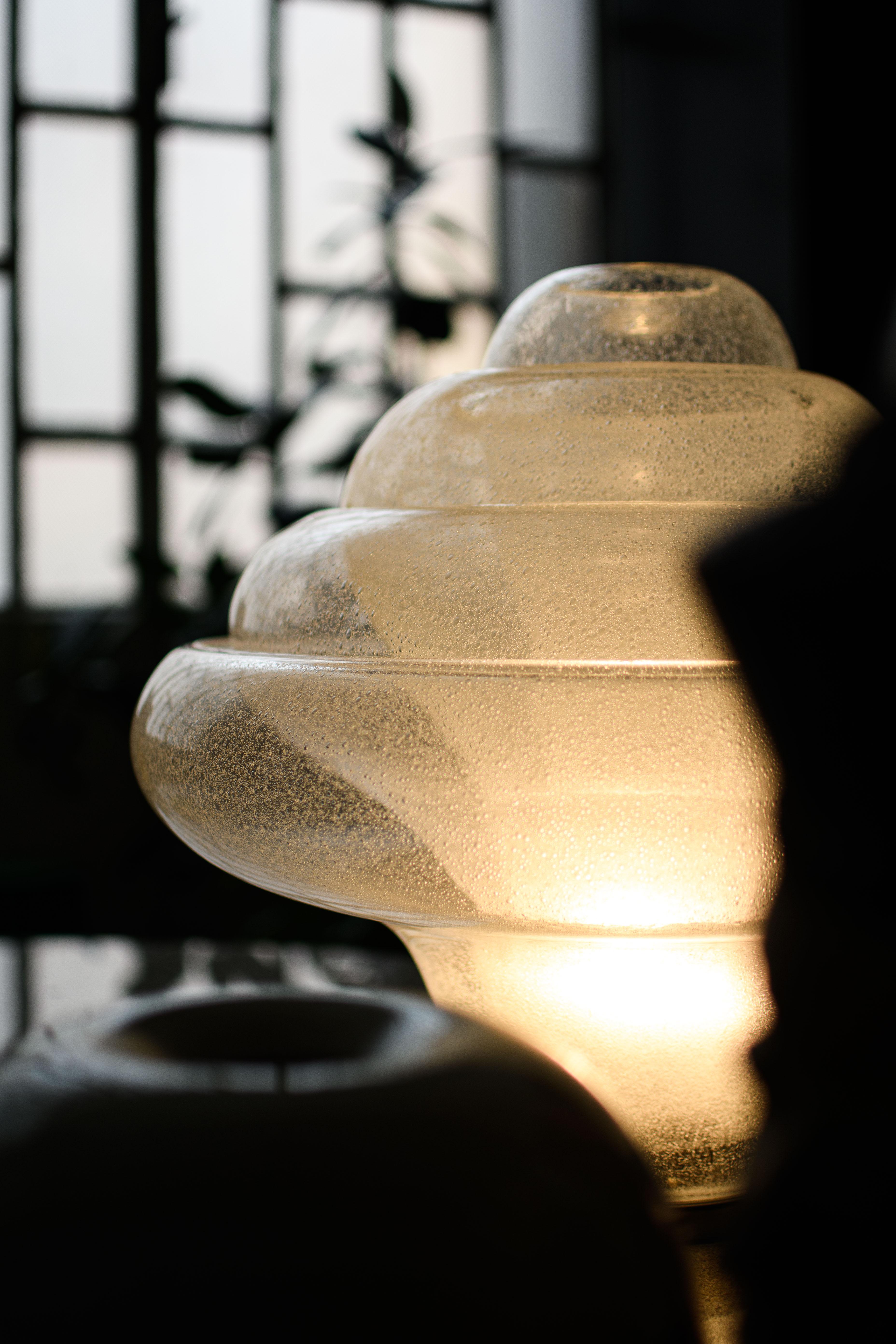 Lampe de bureau lotus vintage par Carlo Nason pour Mazzega, en verre de Murano soufflé, rare en vente 1