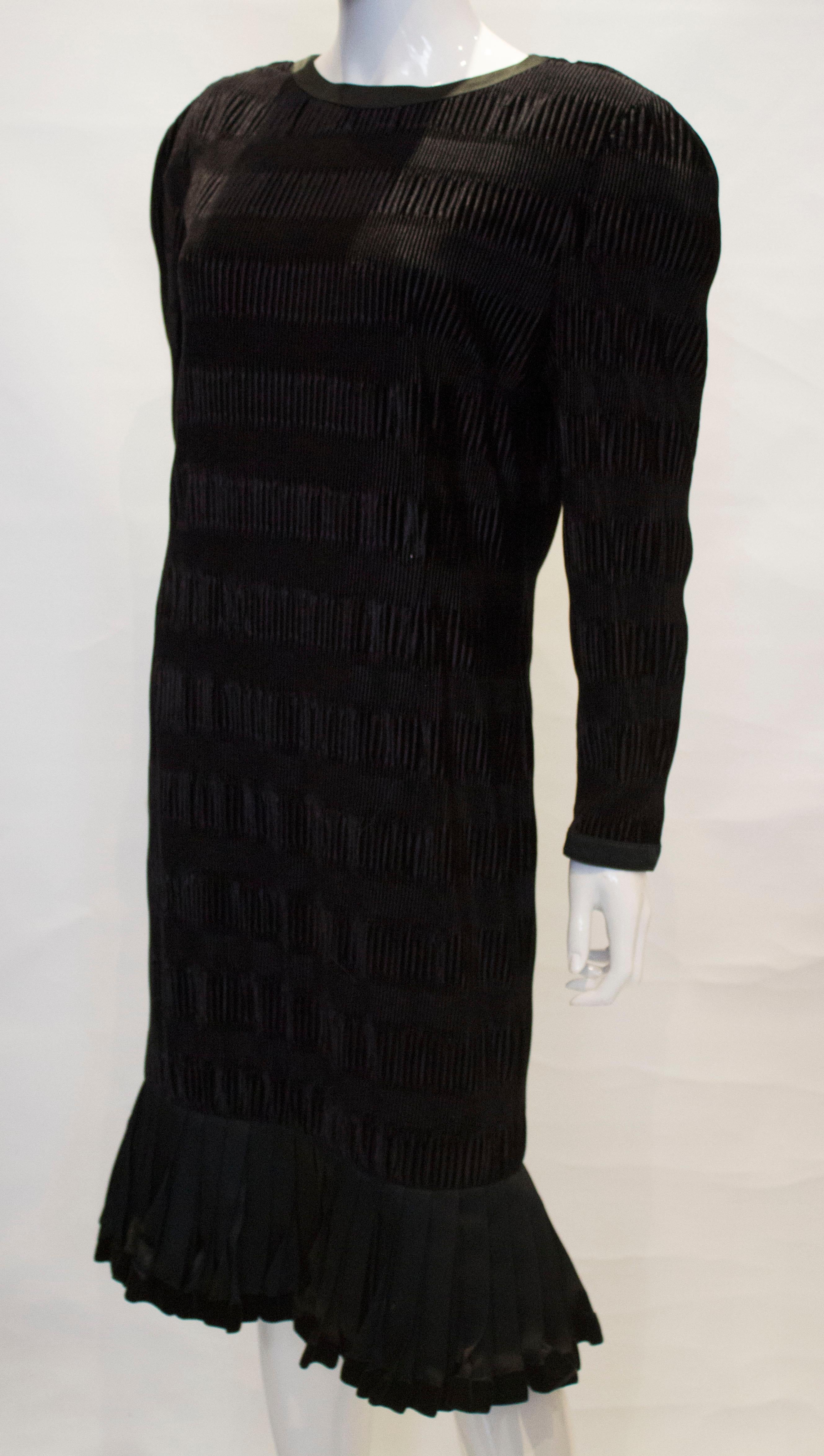 Women's Vintage Louis Feraud Black Velvet Cocktail Dress