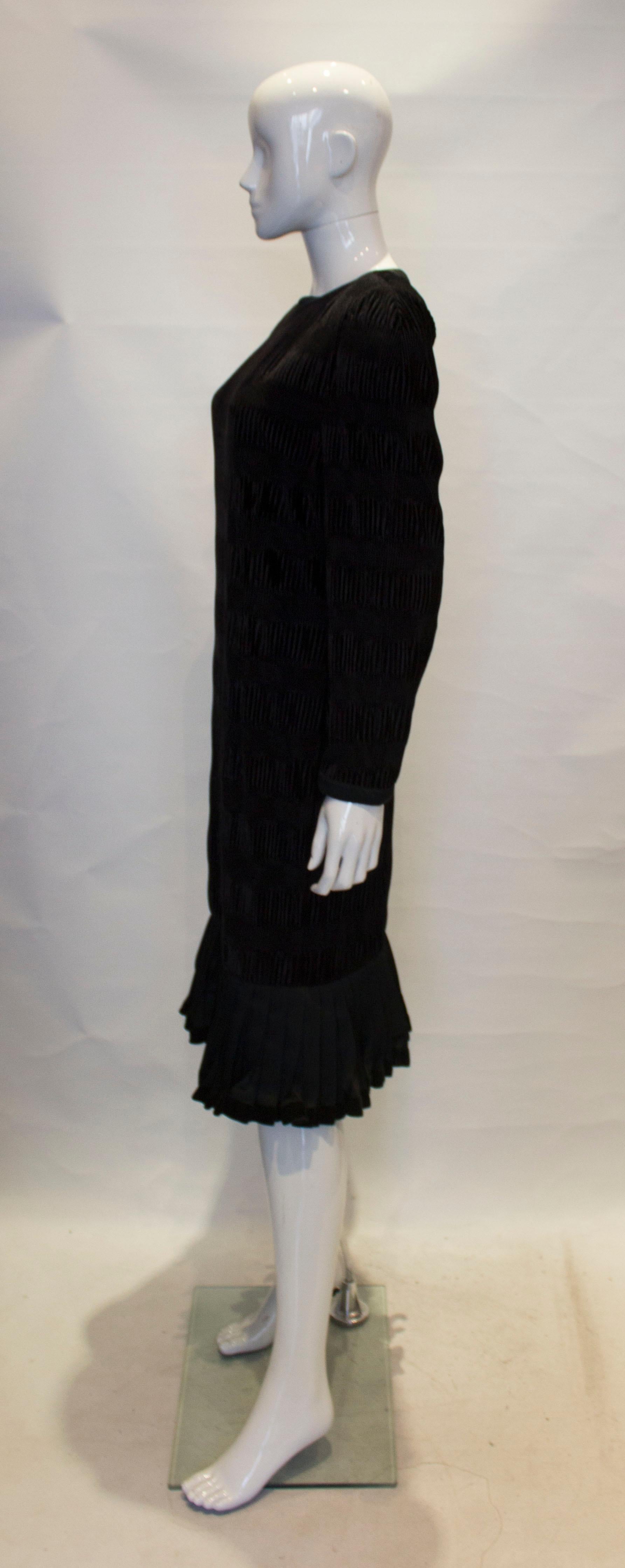 Vintage Louis Feraud Black Velvet Cocktail Dress 1