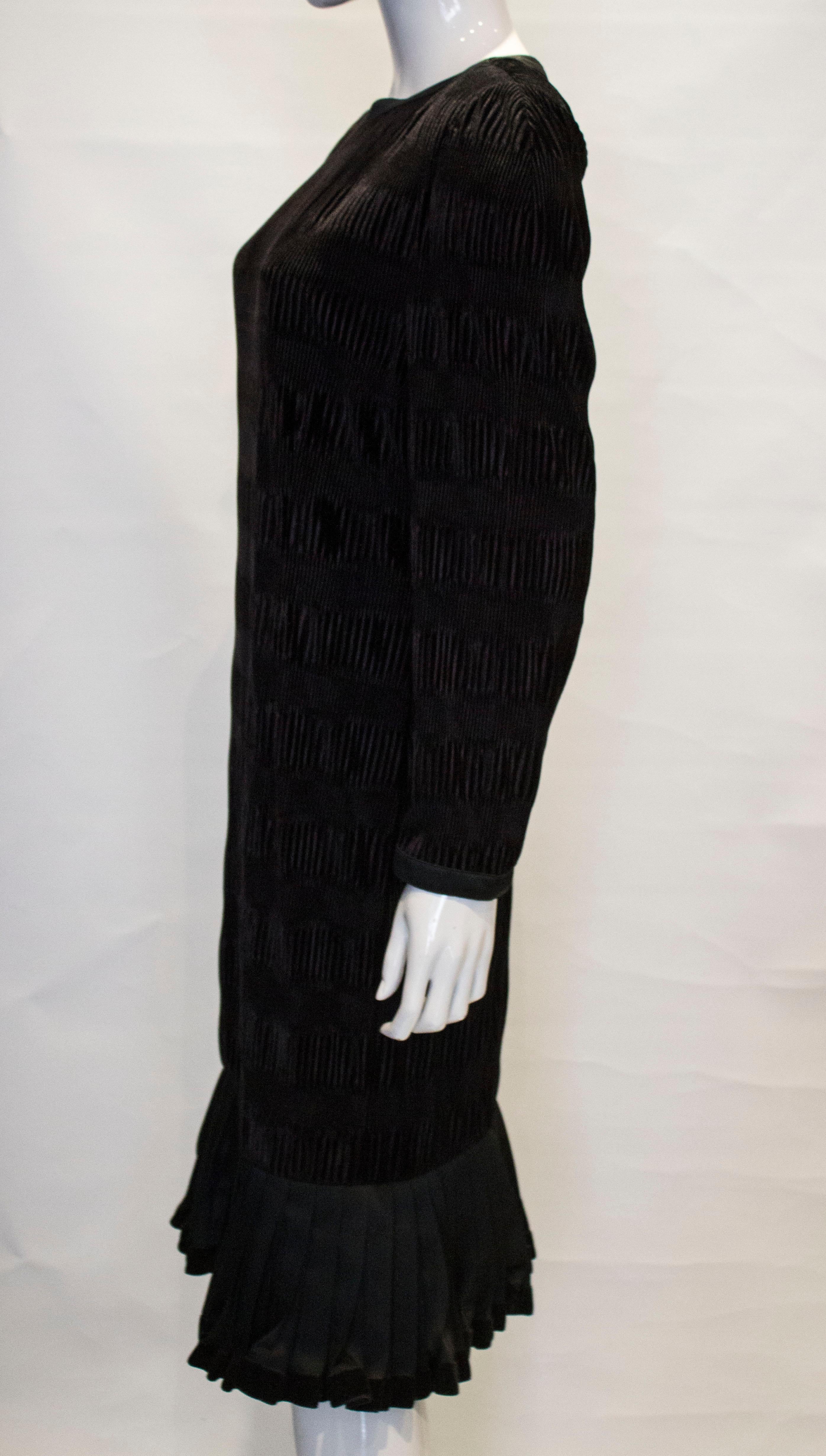 Vintage Louis Feraud Black Velvet Cocktail Dress 2