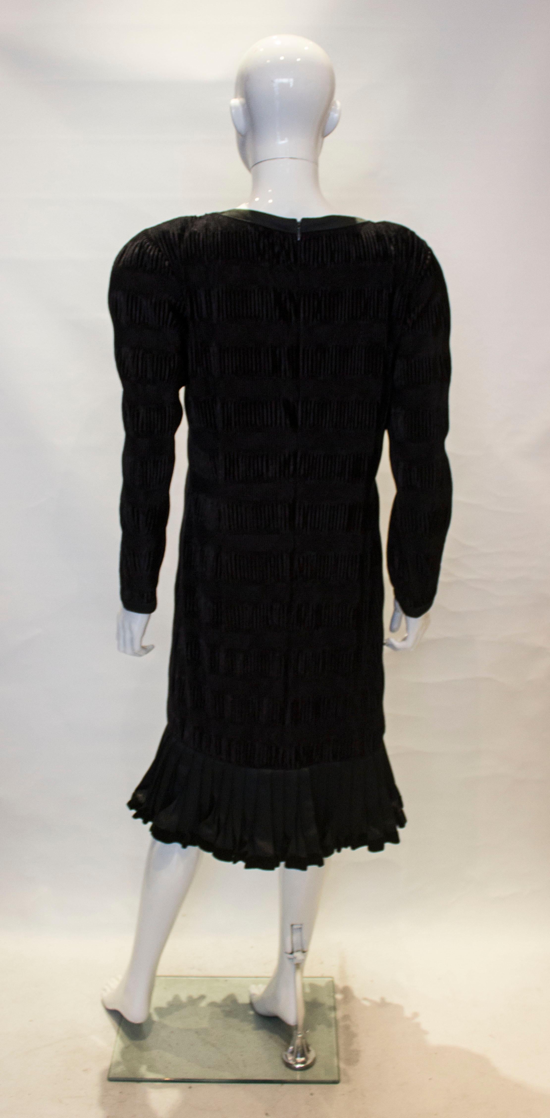 Vintage Louis Feraud Black Velvet Cocktail Dress 3