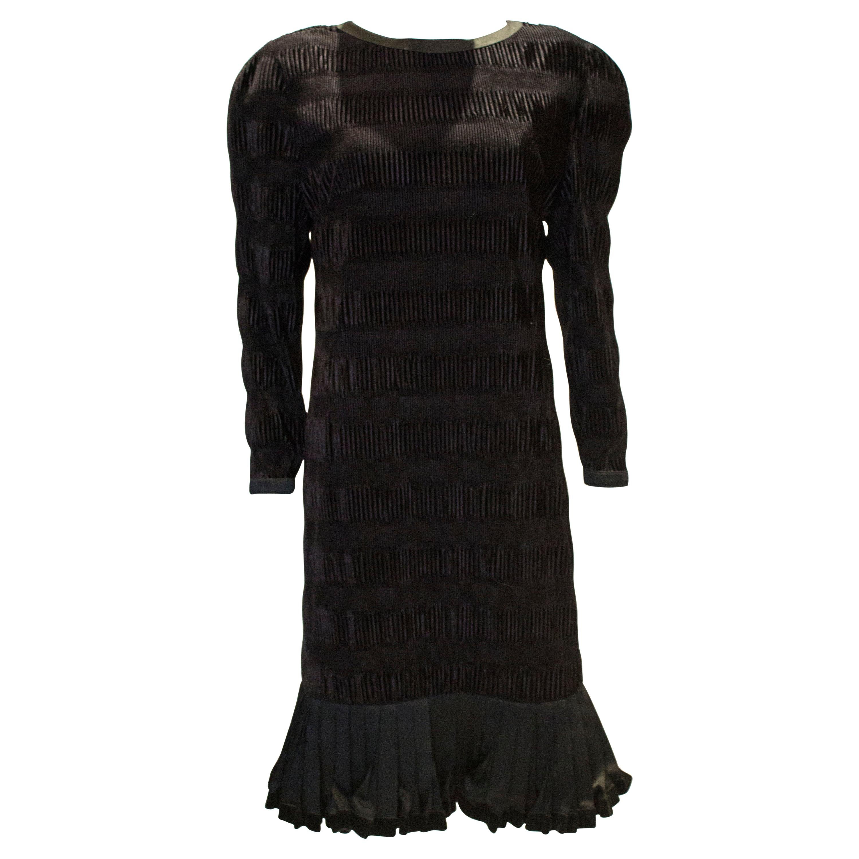 Vintage Louis Feraud Black Velvet Cocktail Dress