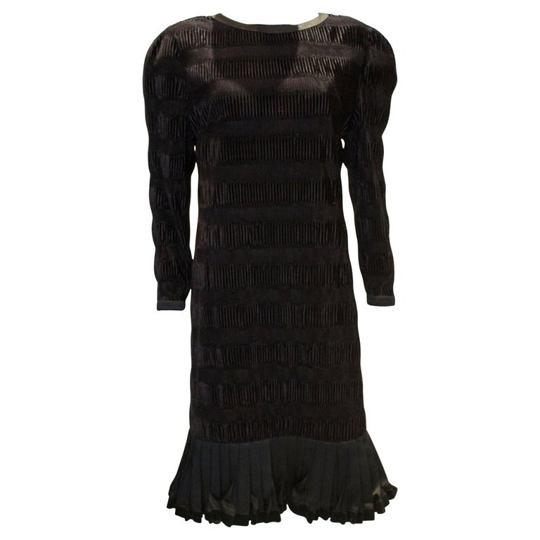Vintage Louis Feraud Black Velvet Cocktail Dress at 1stDibs