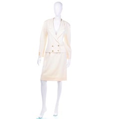Vintage Louis Feraud Cream Jacket and Skirt Suit 1980s