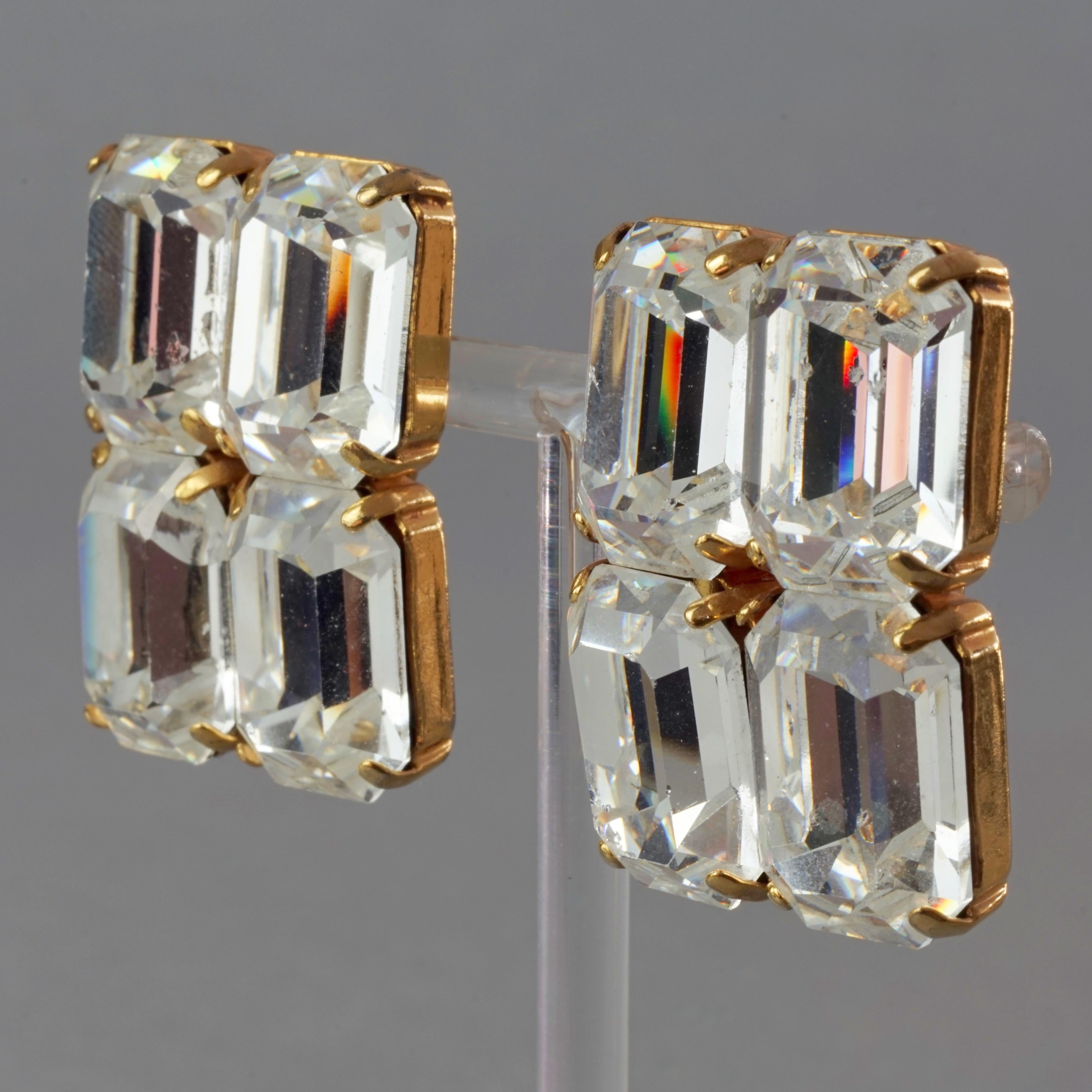 Vintage LOUIS FERAUD Crystal Rectangular Earrings In Good Condition In Kingersheim, Alsace