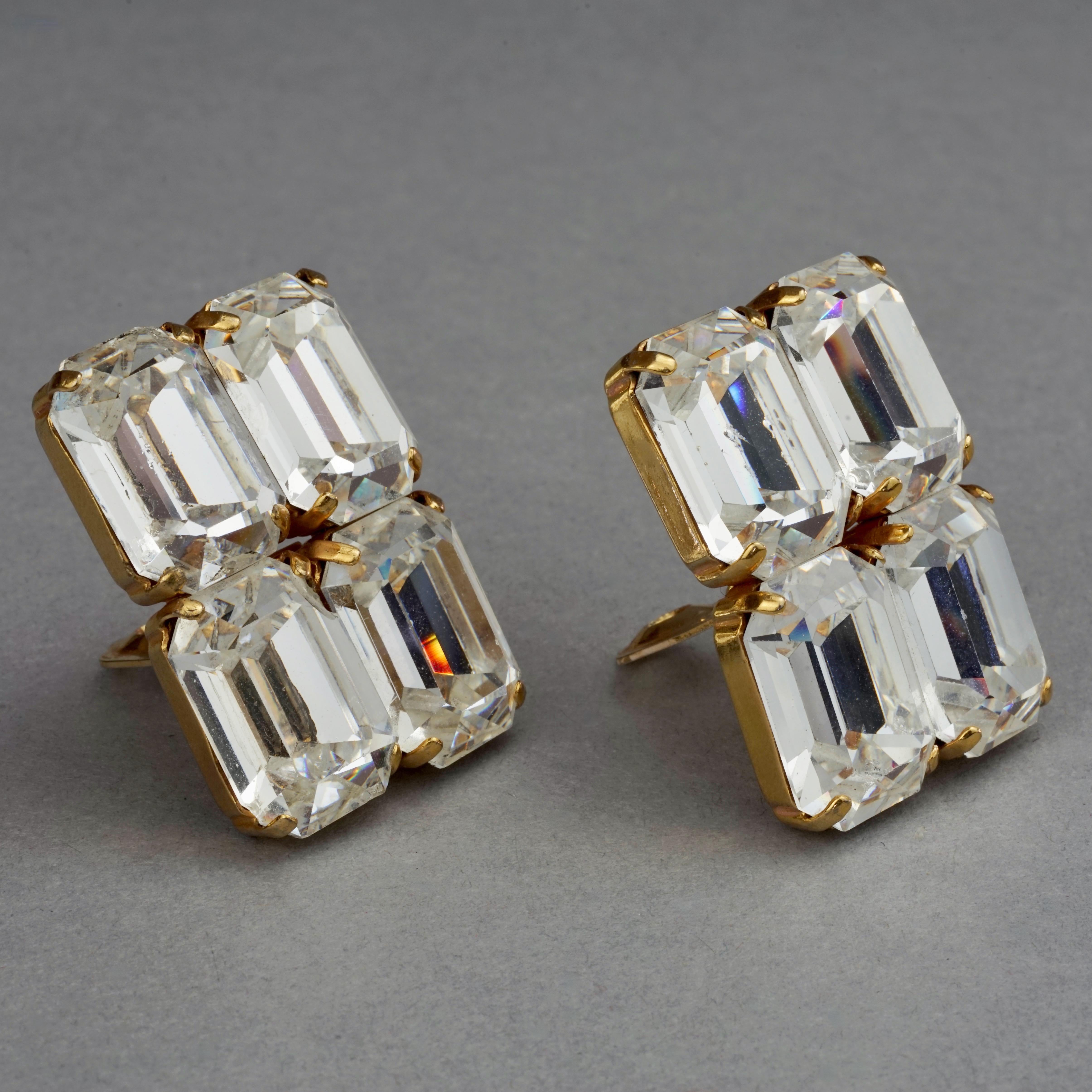 Vintage LOUIS FERAUD Crystal Rectangular Earrings 3