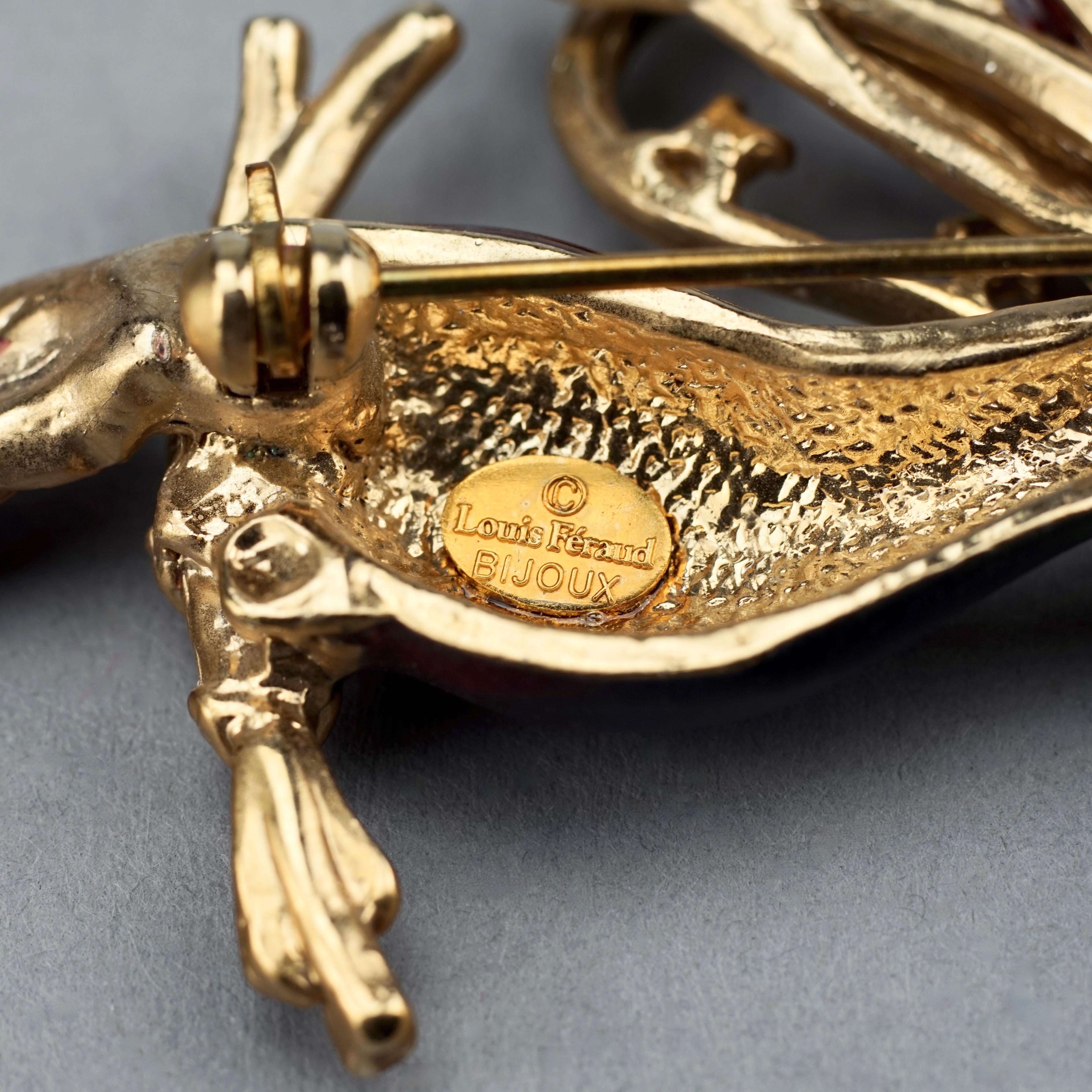 Vintage LOUIS FERAUD Jewelled Bird Enamel Brooch For Sale 5