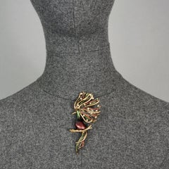 Vintage LOUIS FERAUD Jewelled Bird Enamel Brooch