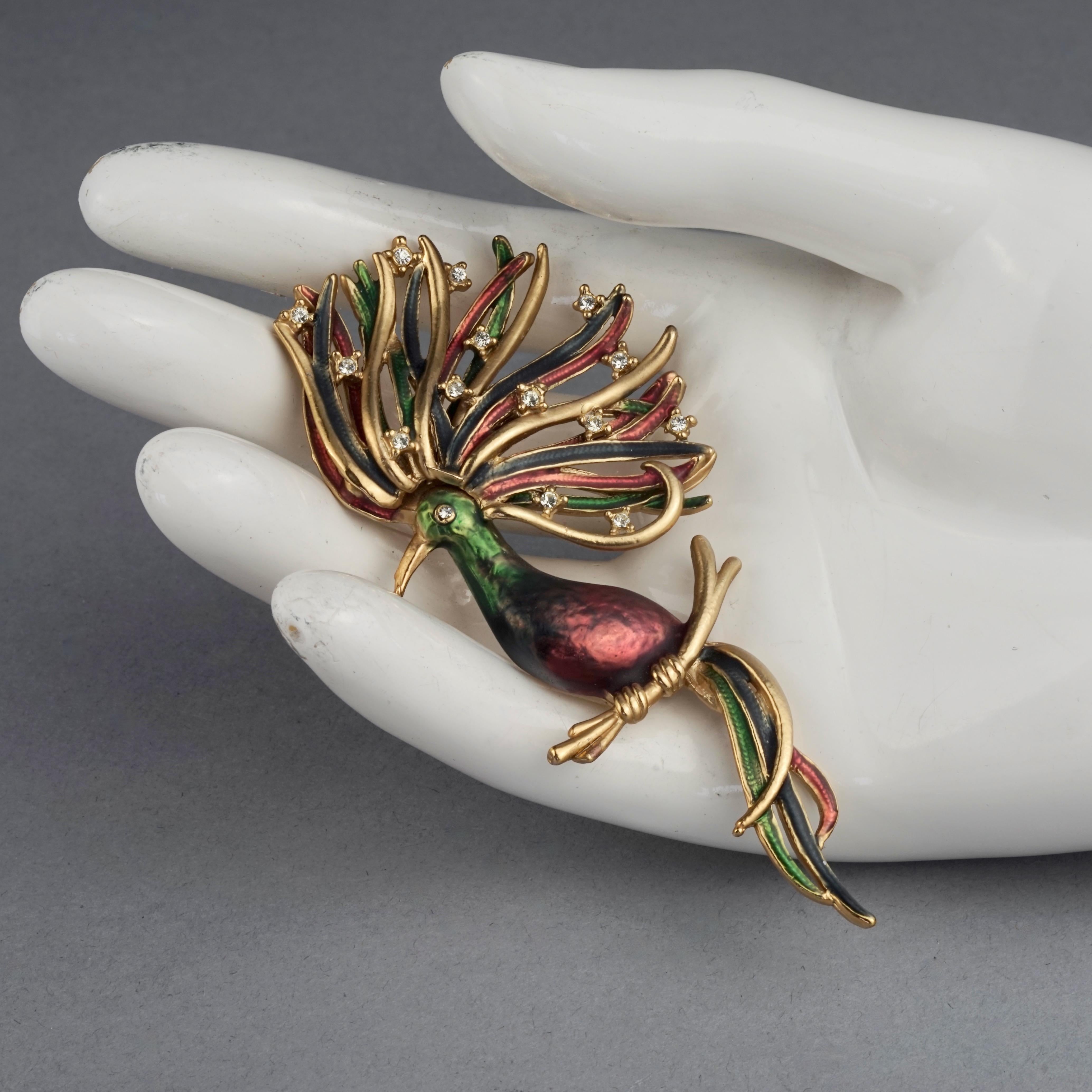 Vintage LOUIS FERAUD Jewelled Bird Enamel Brooch For Sale 3