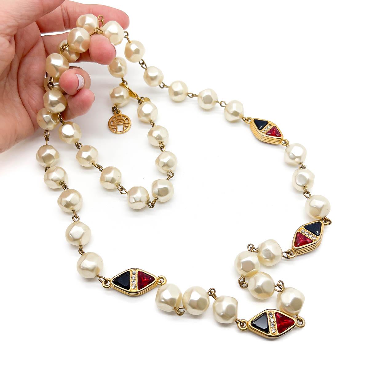 Vintage Louis Féraud Jewelled Perlenkette 1980s im Zustand „Gut“ im Angebot in Wilmslow, GB