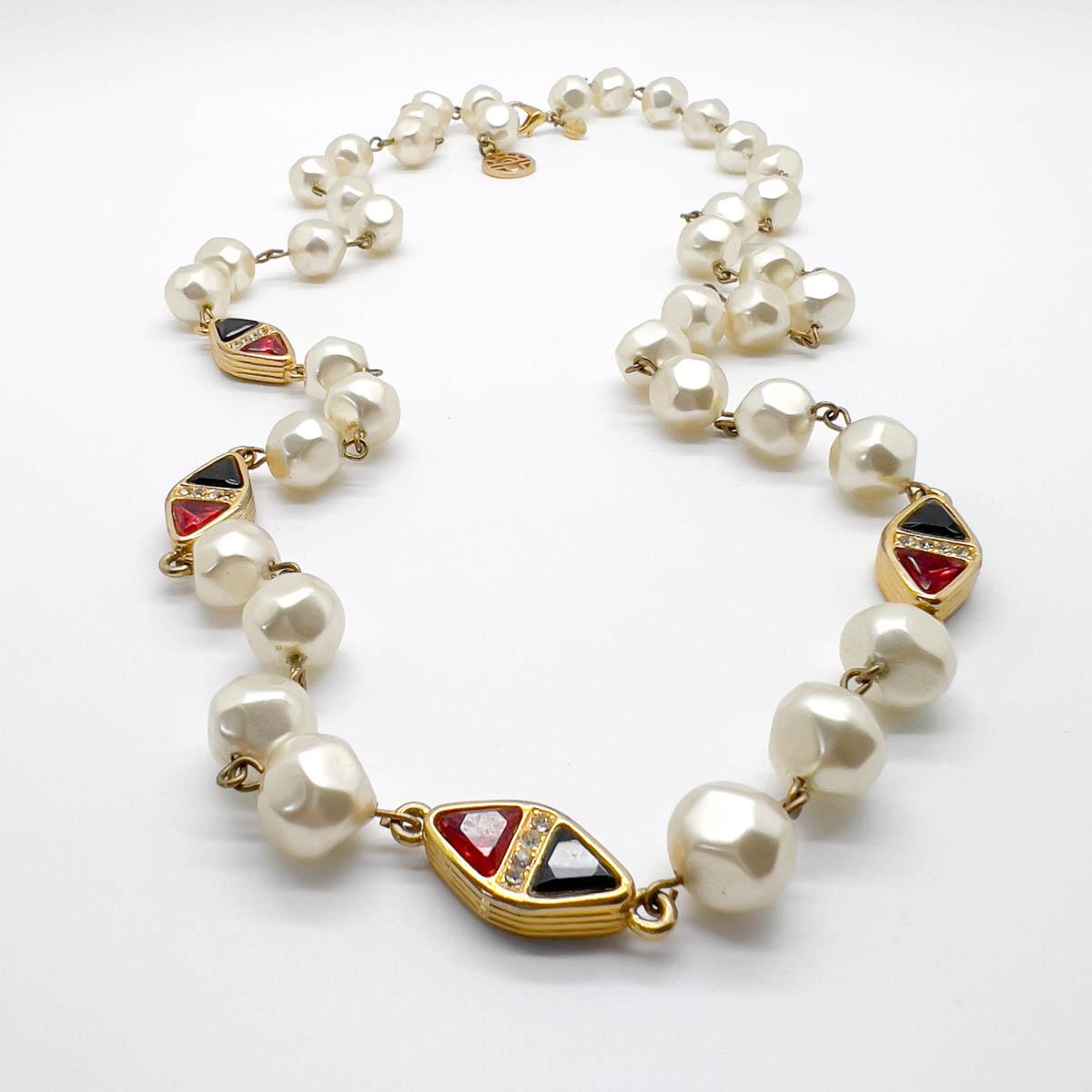 Vintage Louis Féraud Collier de Perles Bijoux 1980 Pour femmes en vente