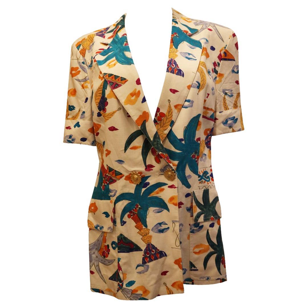 Vintage Louis Feraud Short Sleave Silk Mix Jacket For Sale