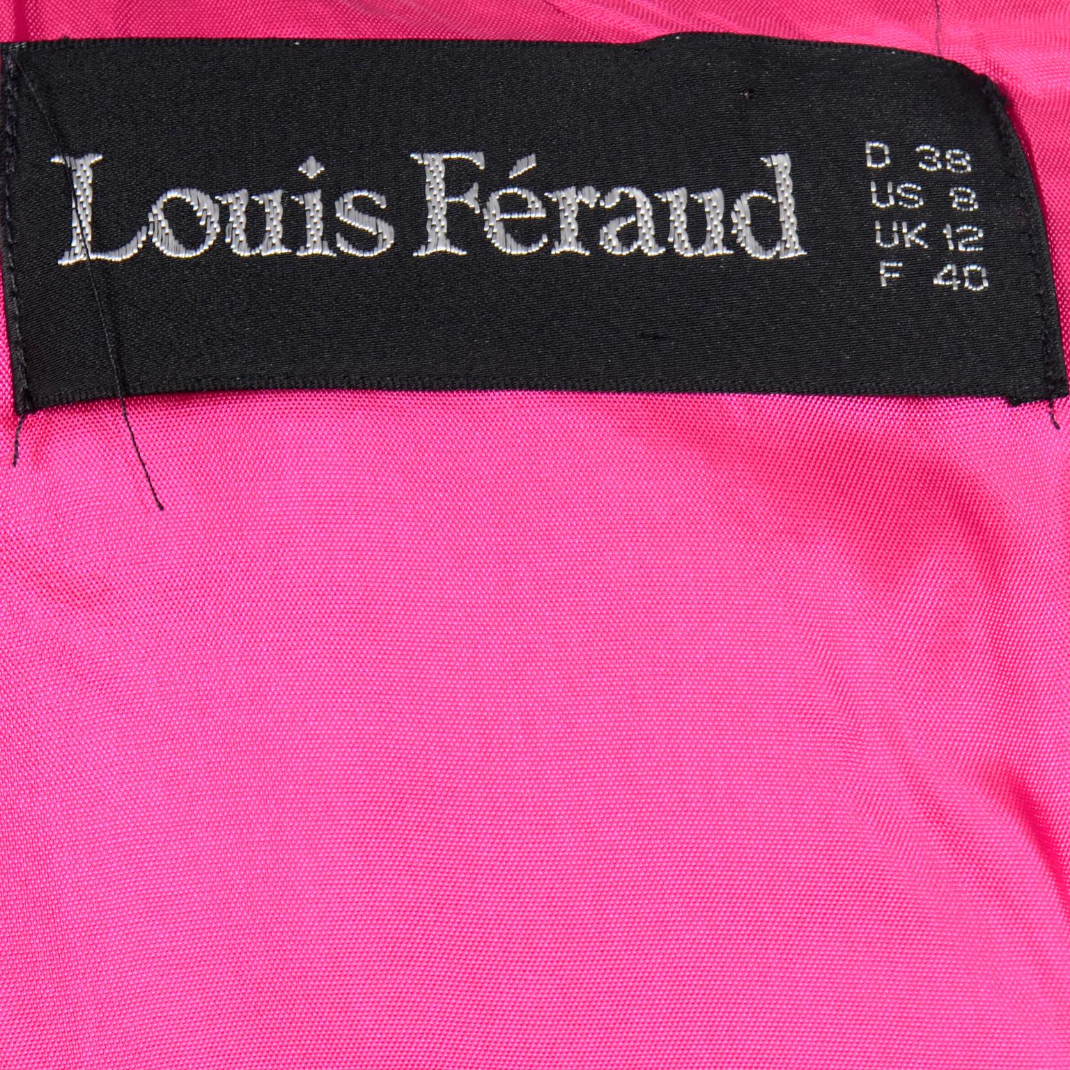 Vintage Louis Feraud Vintage Bright Hot Pink Short Sleeve Spring Summer Dress 2
