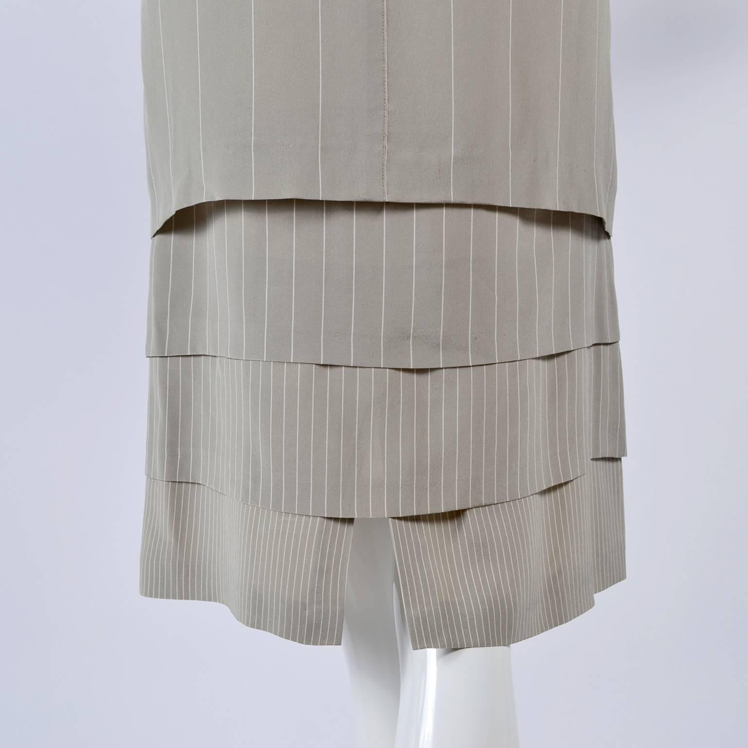 Vintage Louis Feraud Vintage Dress in Layered Pinstriped Silk  In Excellent Condition In Portland, OR