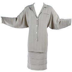 Vintage Louis Feraud Vintage Dress in Layered Pinstriped Silk 