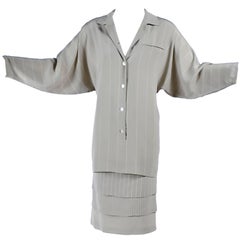 Vintage Louis Feraud Vintage Dress in Layered Pinstriped Silk