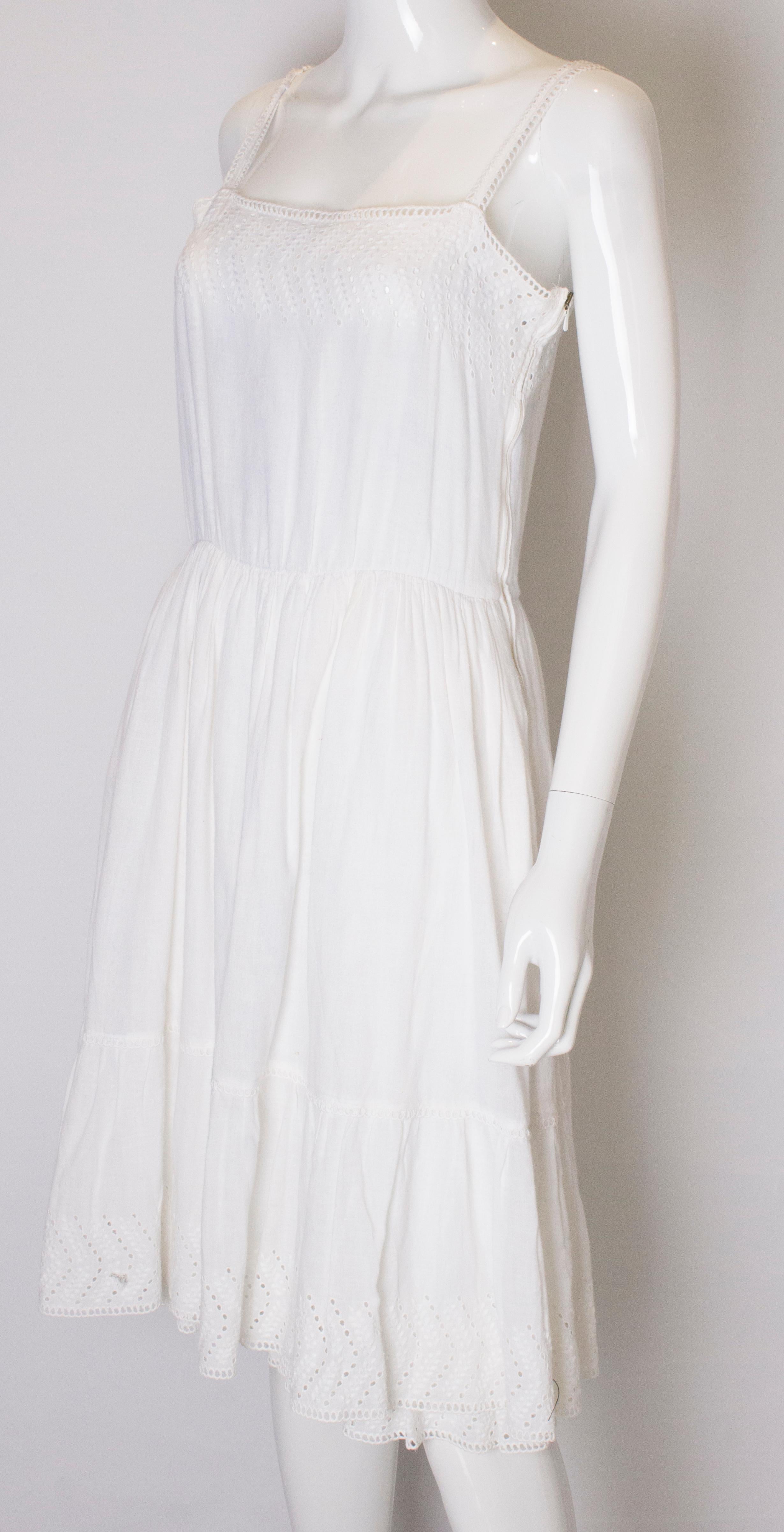 Gray Vintage Louis Feraud White Cotton Dress For Sale