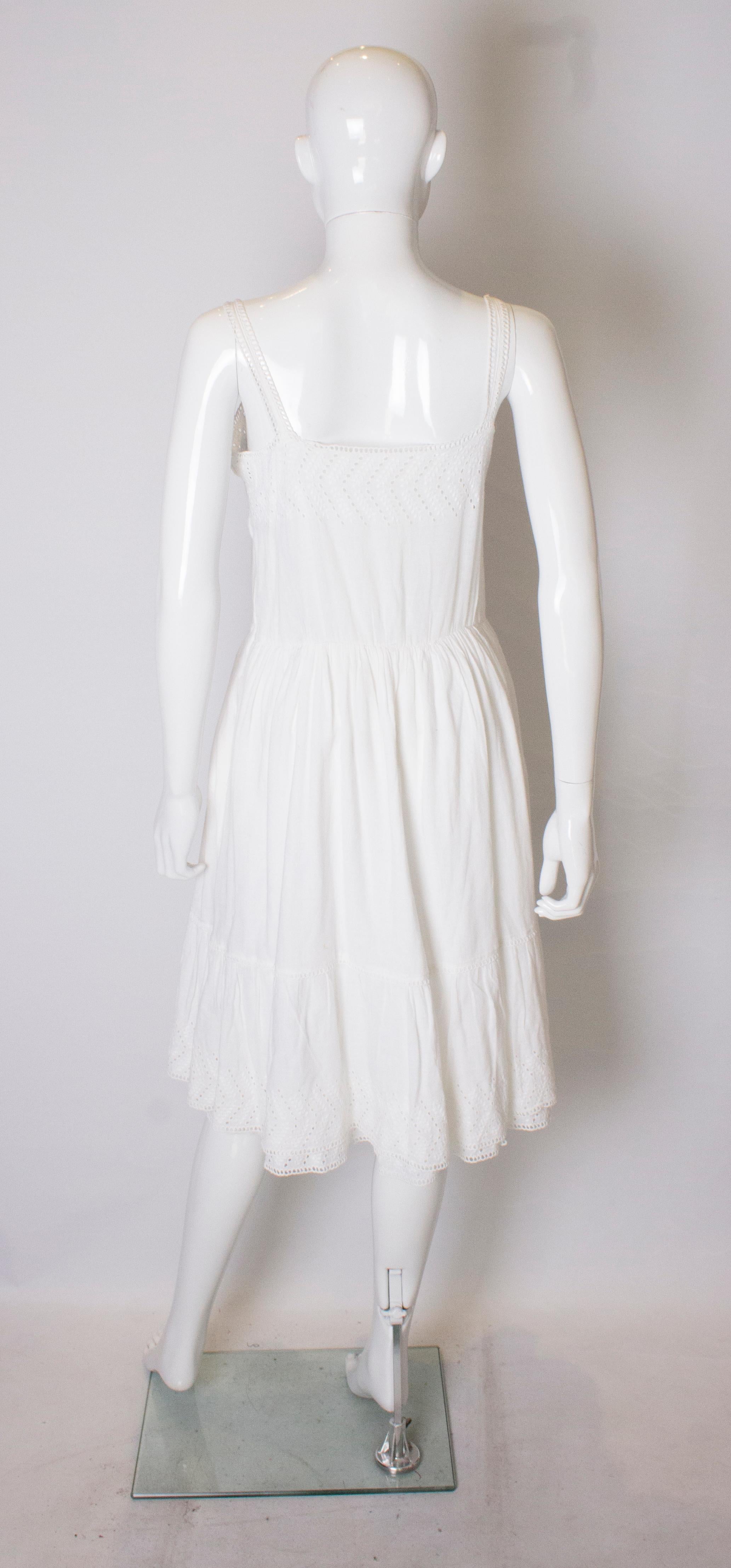Vintage Louis Feraud White Cotton Dress For Sale 1