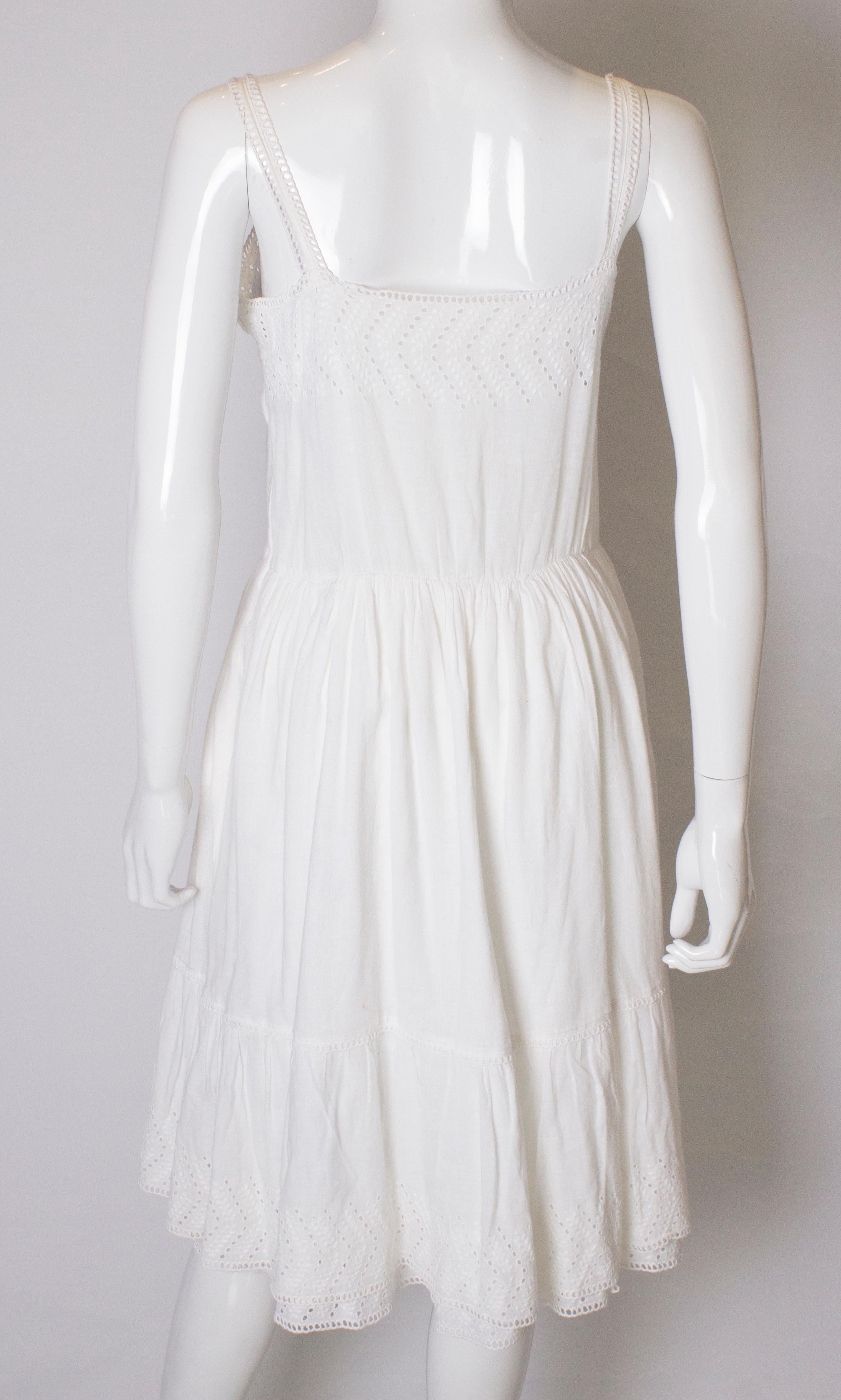 Vintage Louis Feraud White Cotton Dress For Sale 2